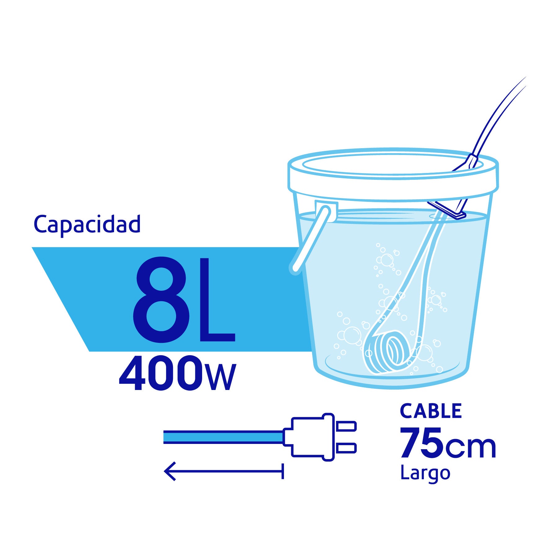 Calentador de inmersión para agua #1 de 8 L, 400 W, Volteck