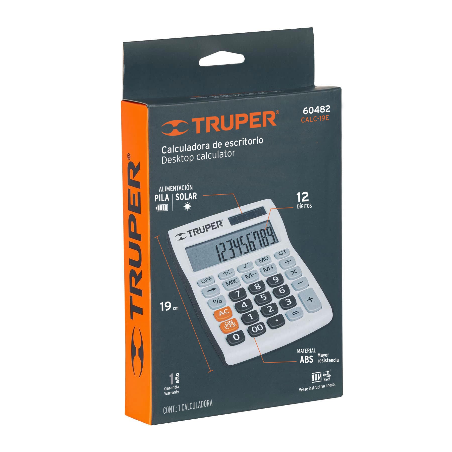 Calculadora de escritorio 19 cm, TRUPER