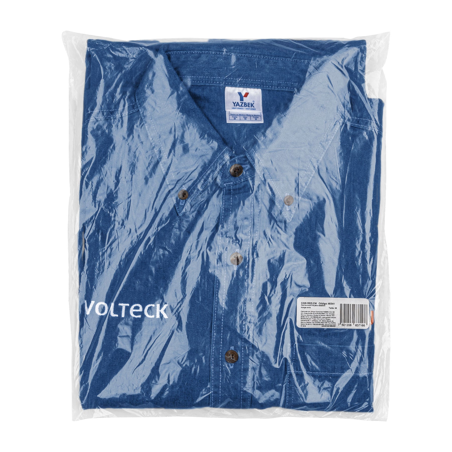 Camisa de mezclilla manga corta para hombre, M, TRUPER