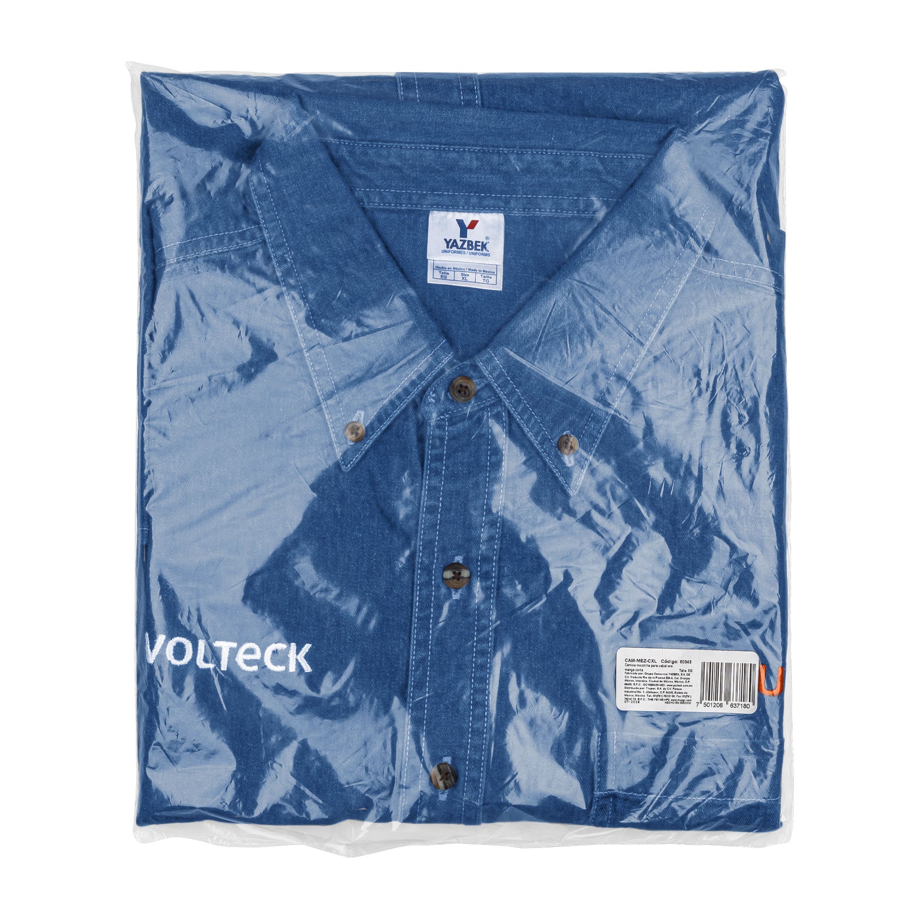 Camisa de mezclilla manga corta para hombre, EG, TRUPER