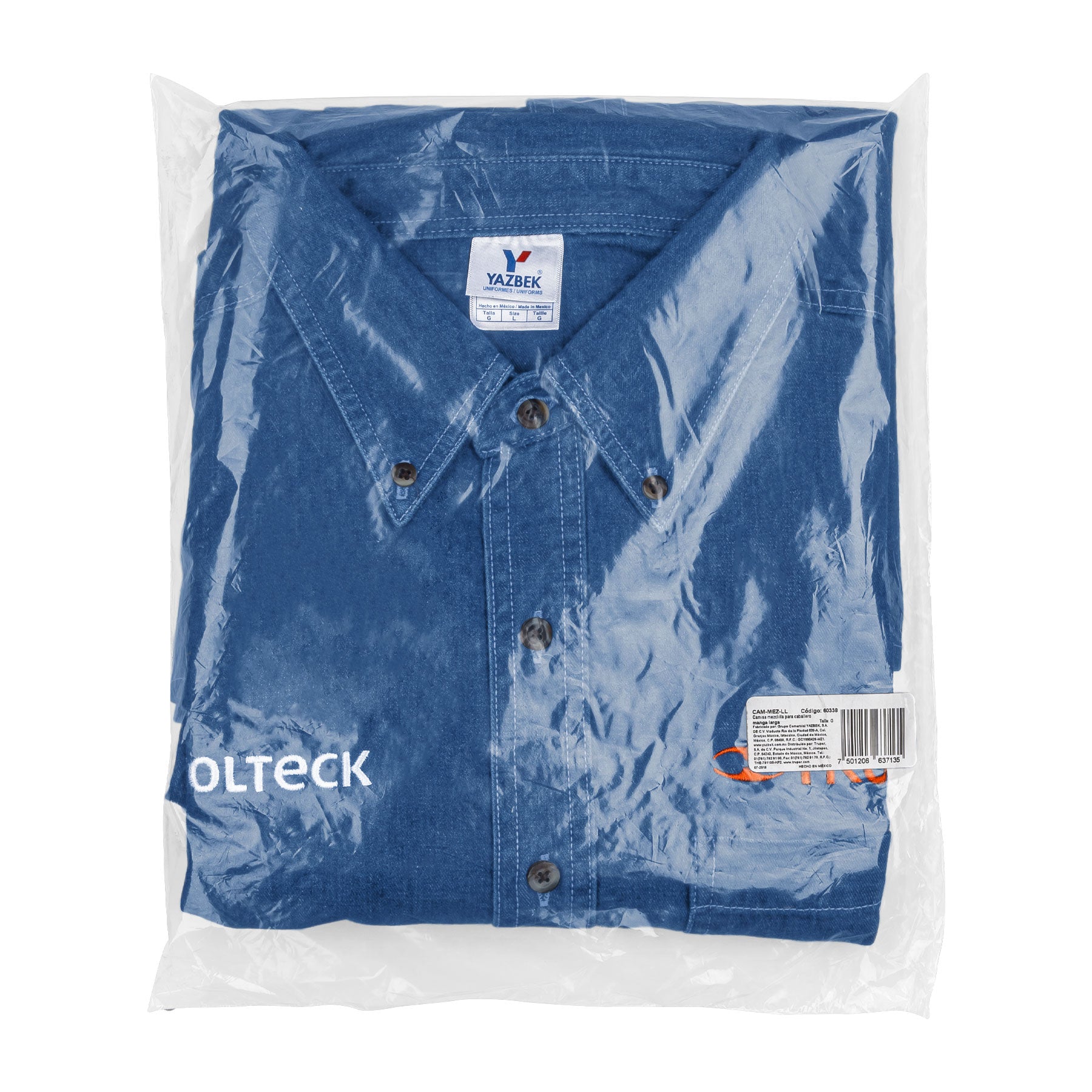 Camisa de mezclilla manga larga para hombre, G, Truper