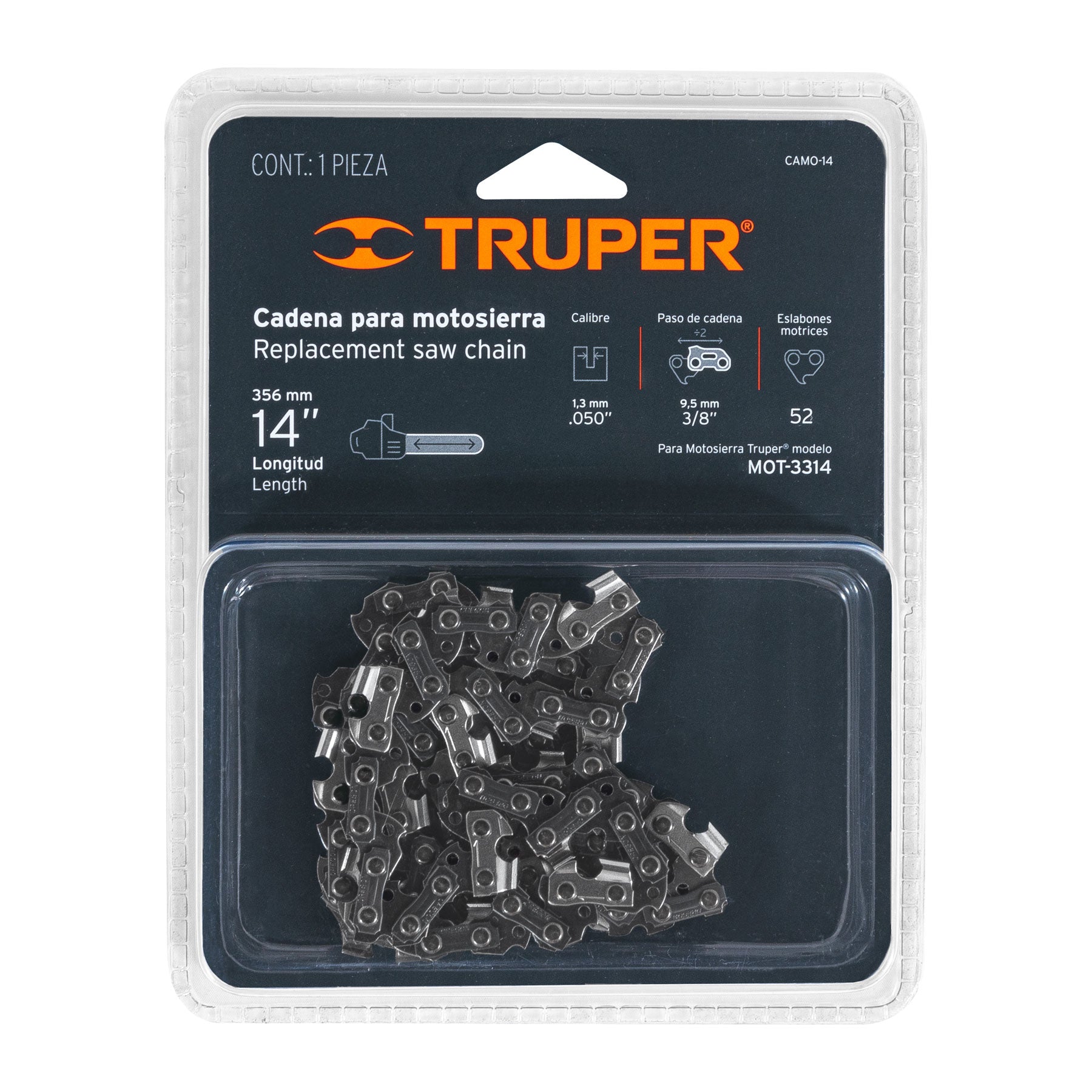 Cadena de repuesto 14" para motosierra a gasolina, Truper