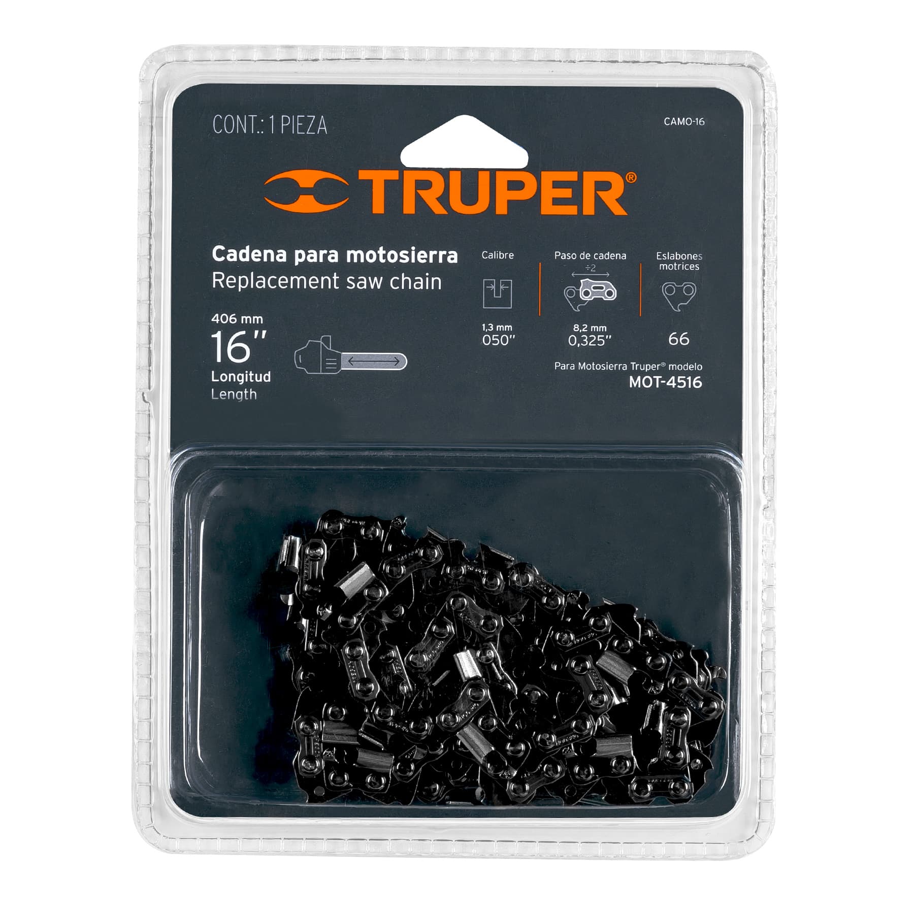 Cadena de repuesto 16" para motosierra a gasolina, Truper