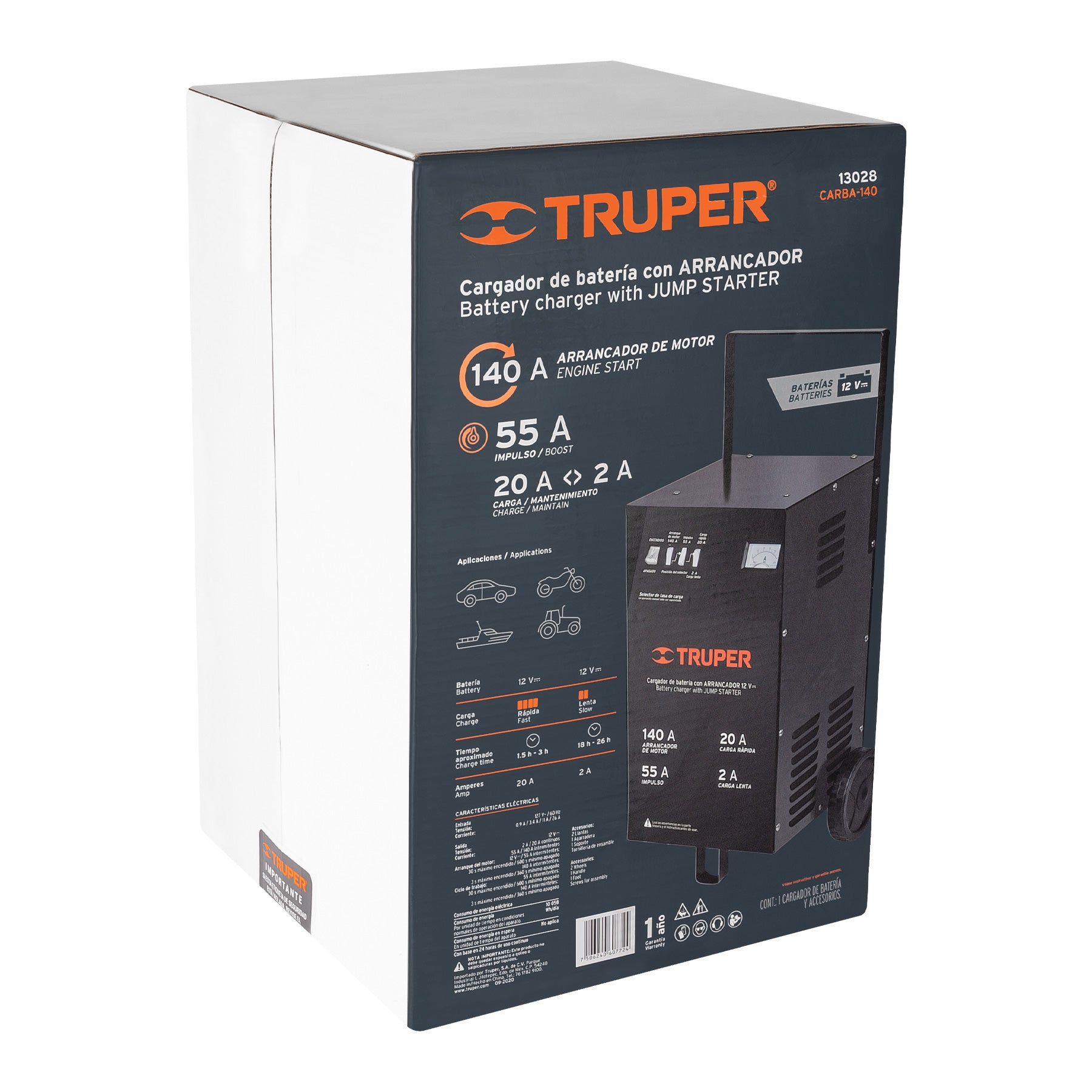 Cargador con arrancador de 140 A para baterías de 12 V, Truper