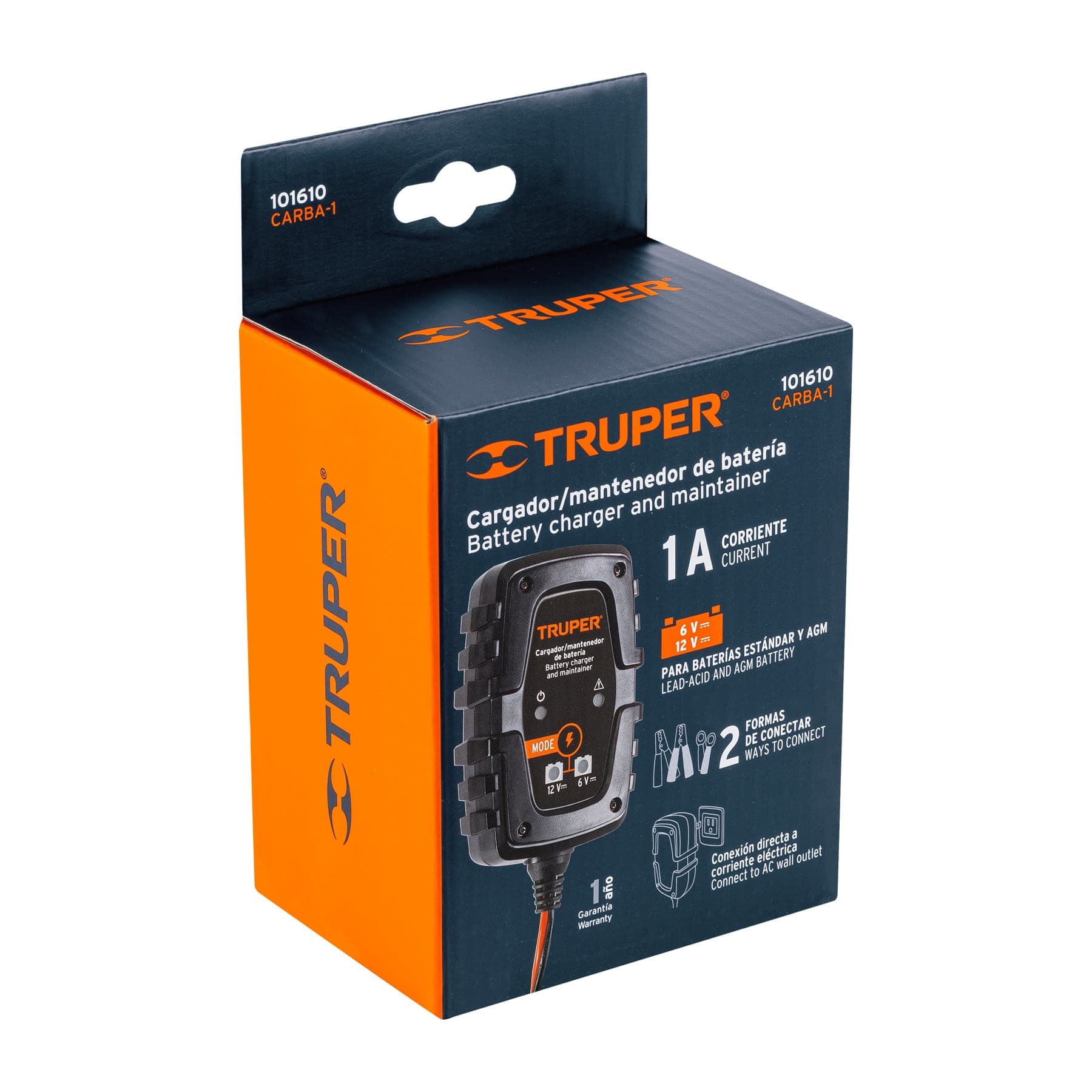 Cargador / mantenedor de 1 A para baterías de 6/12V, Truper