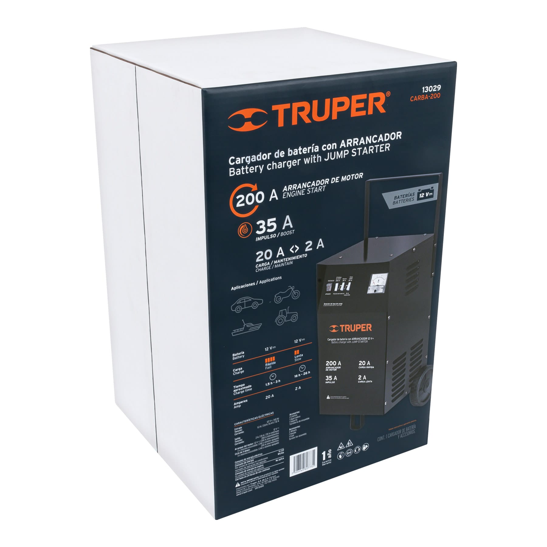 Cargador con arrancador de 200 A para baterías de 12 V, Truper