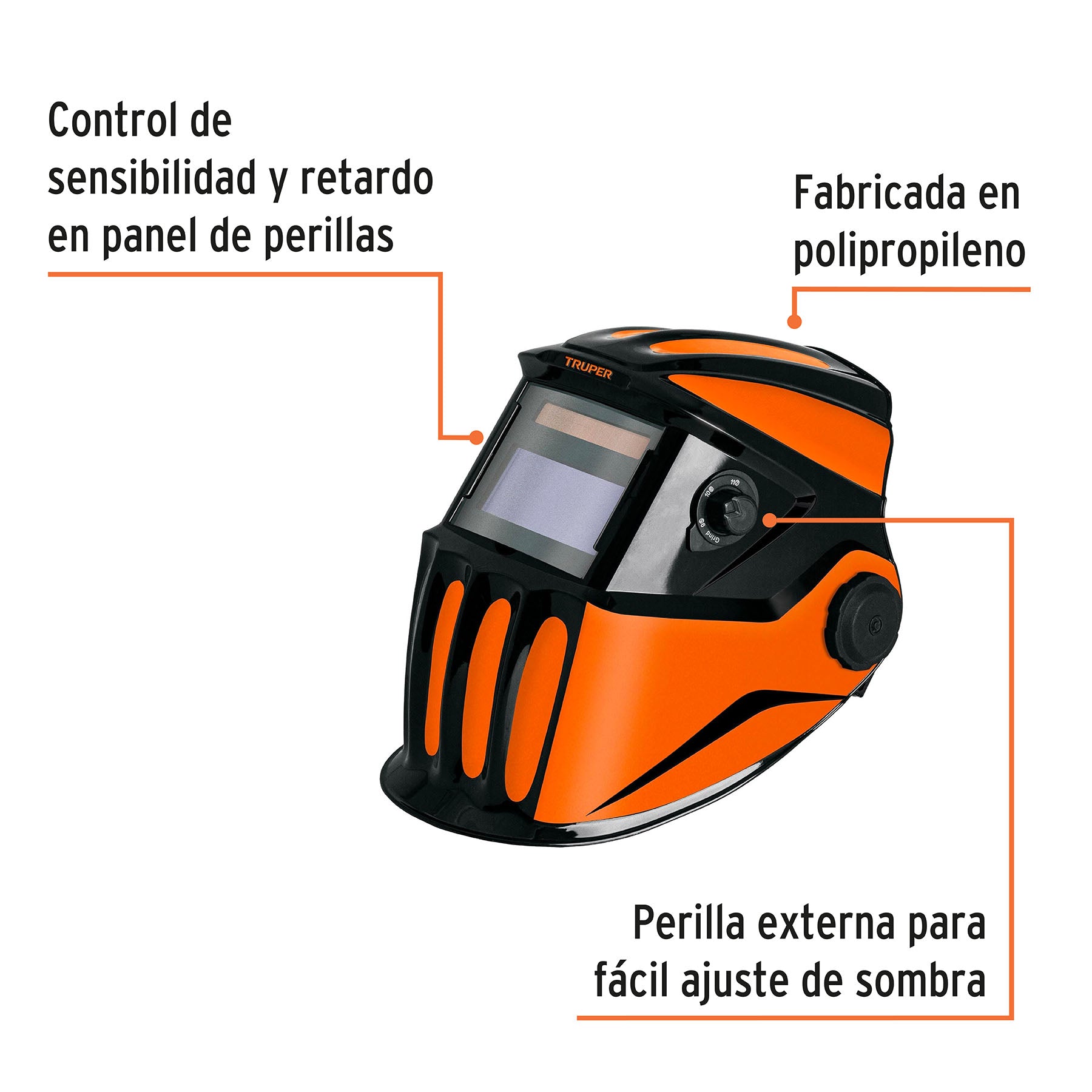 Careta electrónica para soldar,profesional,sombra 9 a 13,Truper