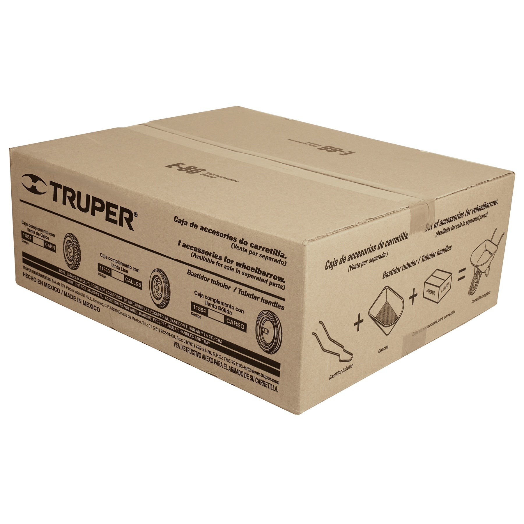 Caja con llanta reforzada y acc. para carretilla Truper