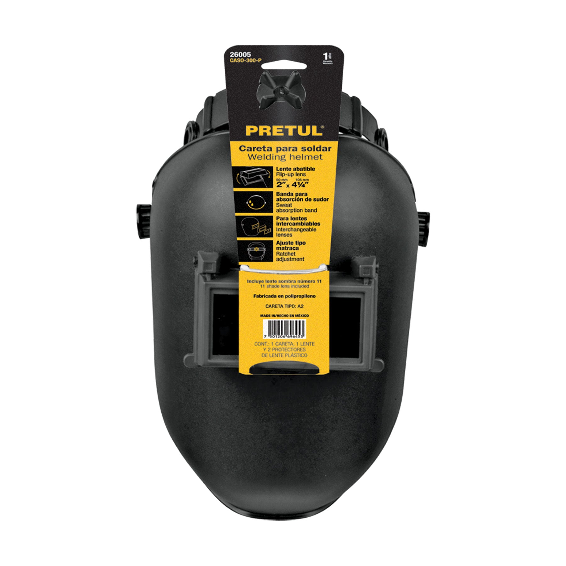 Careta para soldar con lente abatible, sombra 11, Pretul