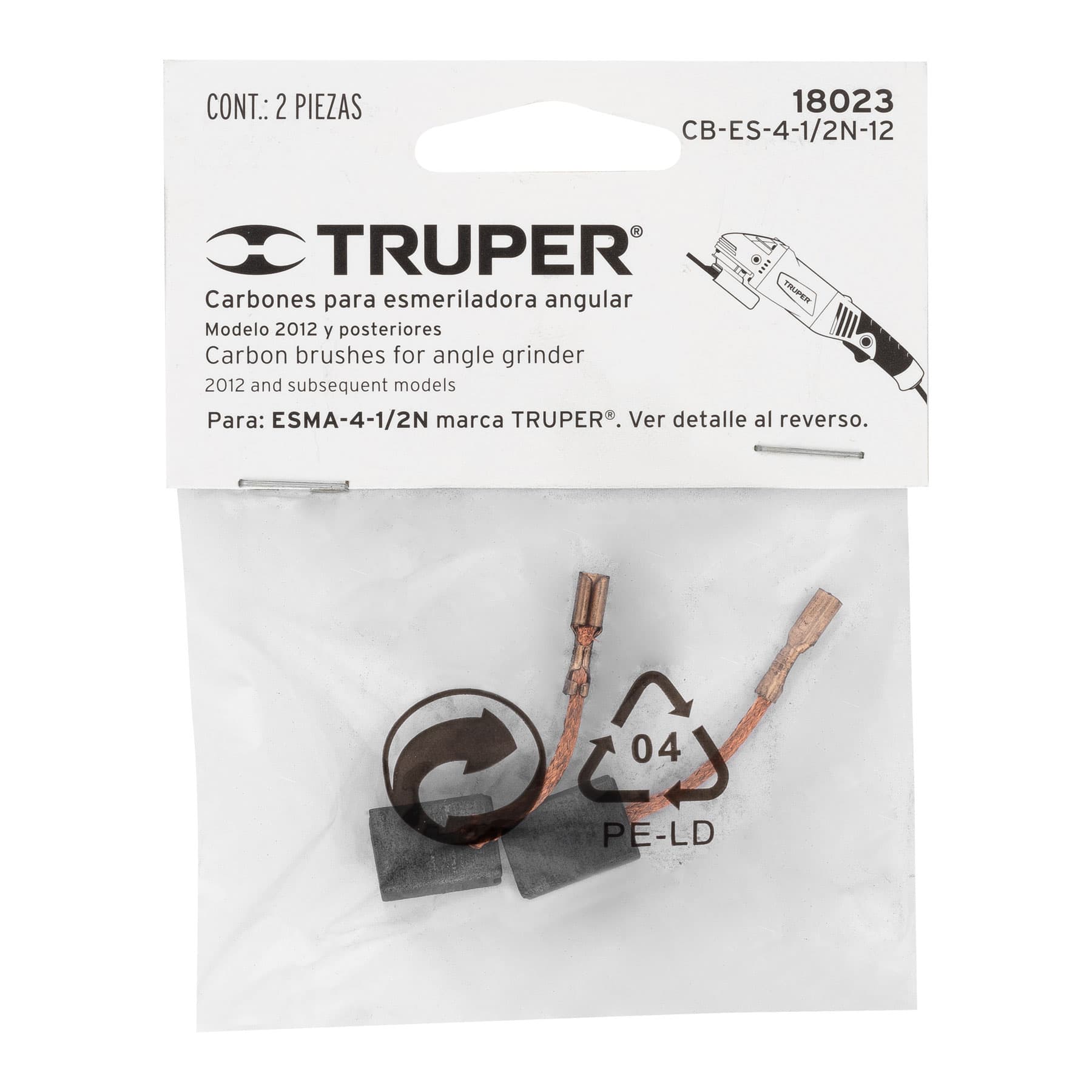 Bolsa con 2 carbones de repuesto para ESMA-4-1/2N, Truper