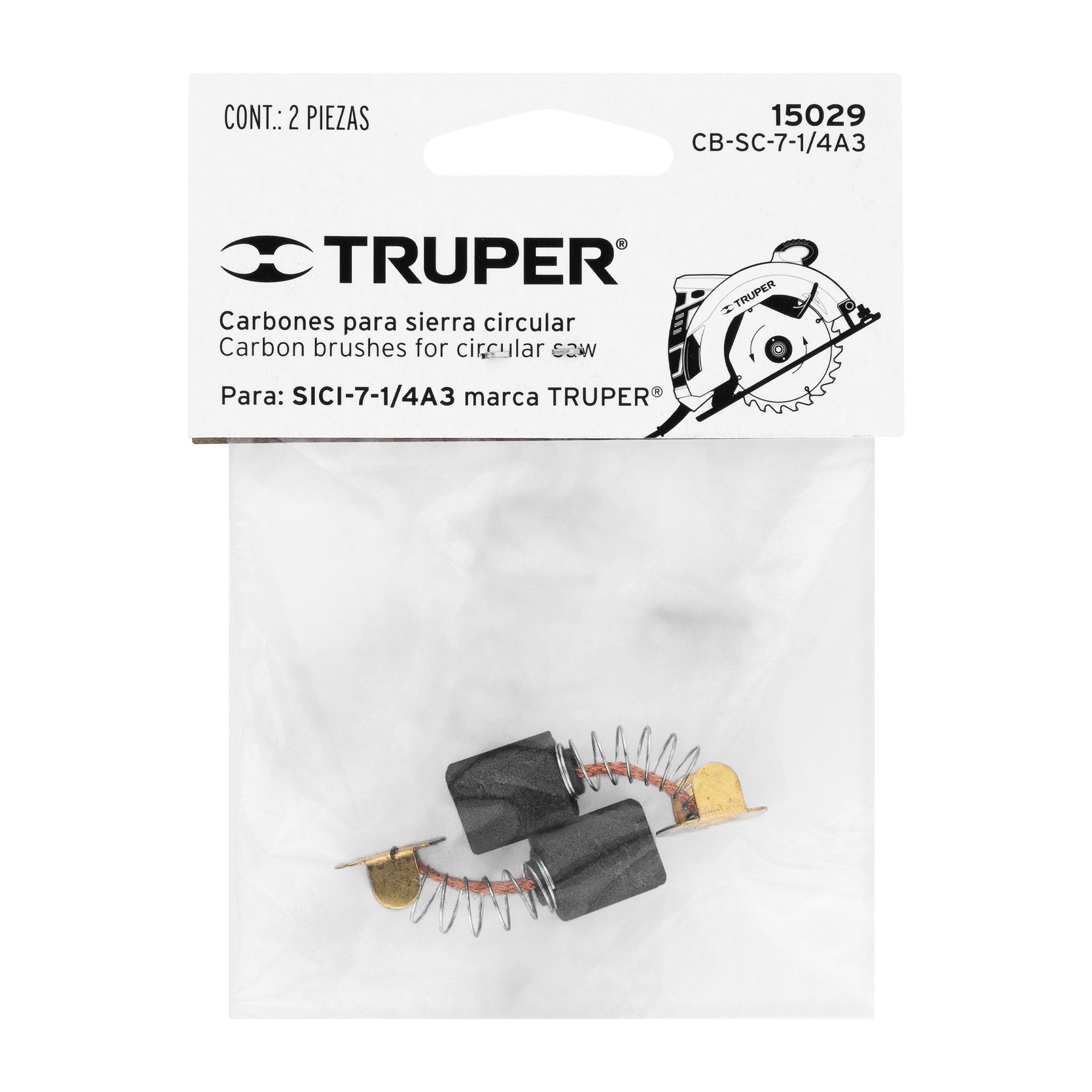 Bolsa con 2 carbones de repuesto para SICI-7-1/4A3, Truper