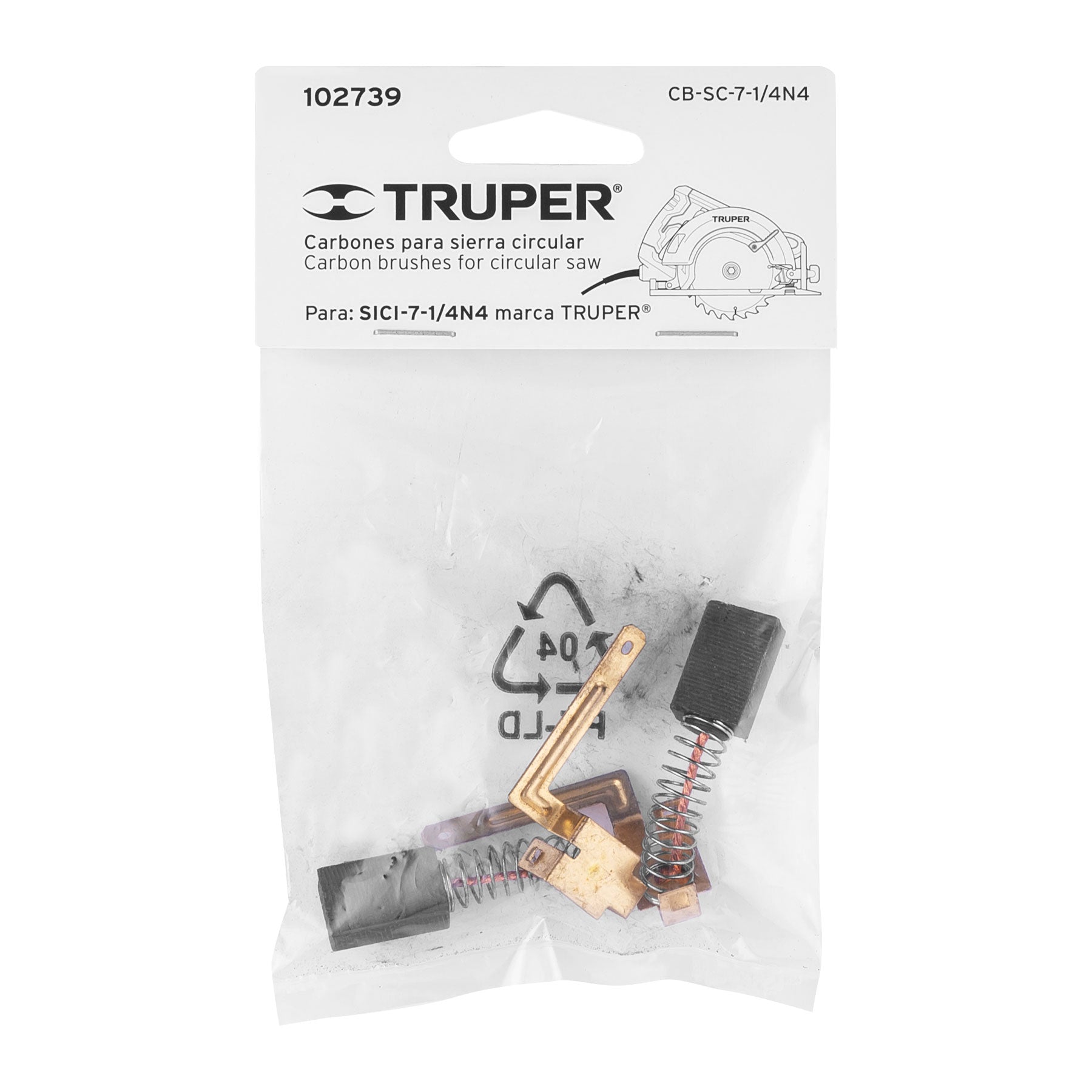 Bolsa con 2 carbones de repuesto para SICI-7-1/4N4, Truper