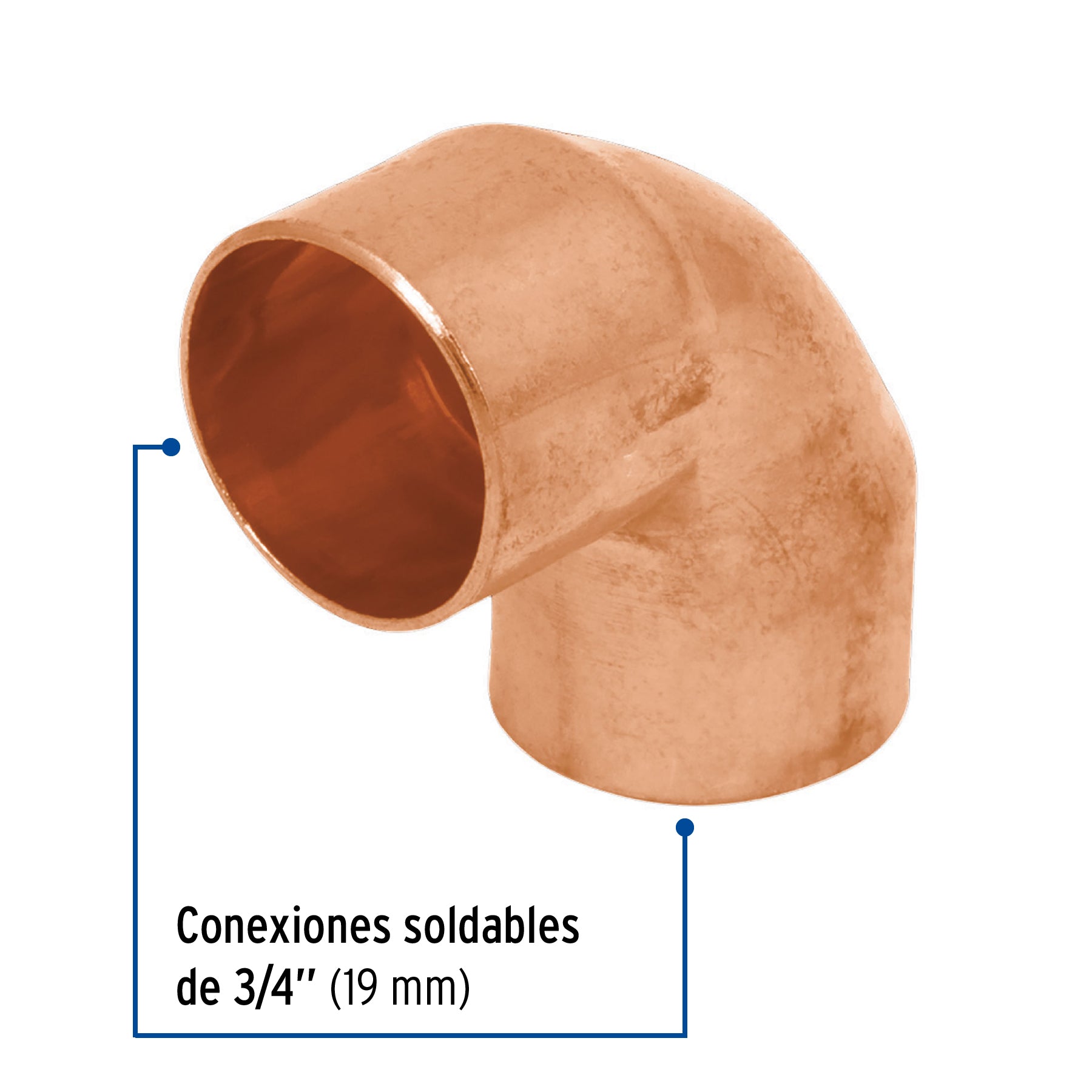 Codo 90∞ de cobre de 3/4", Foset