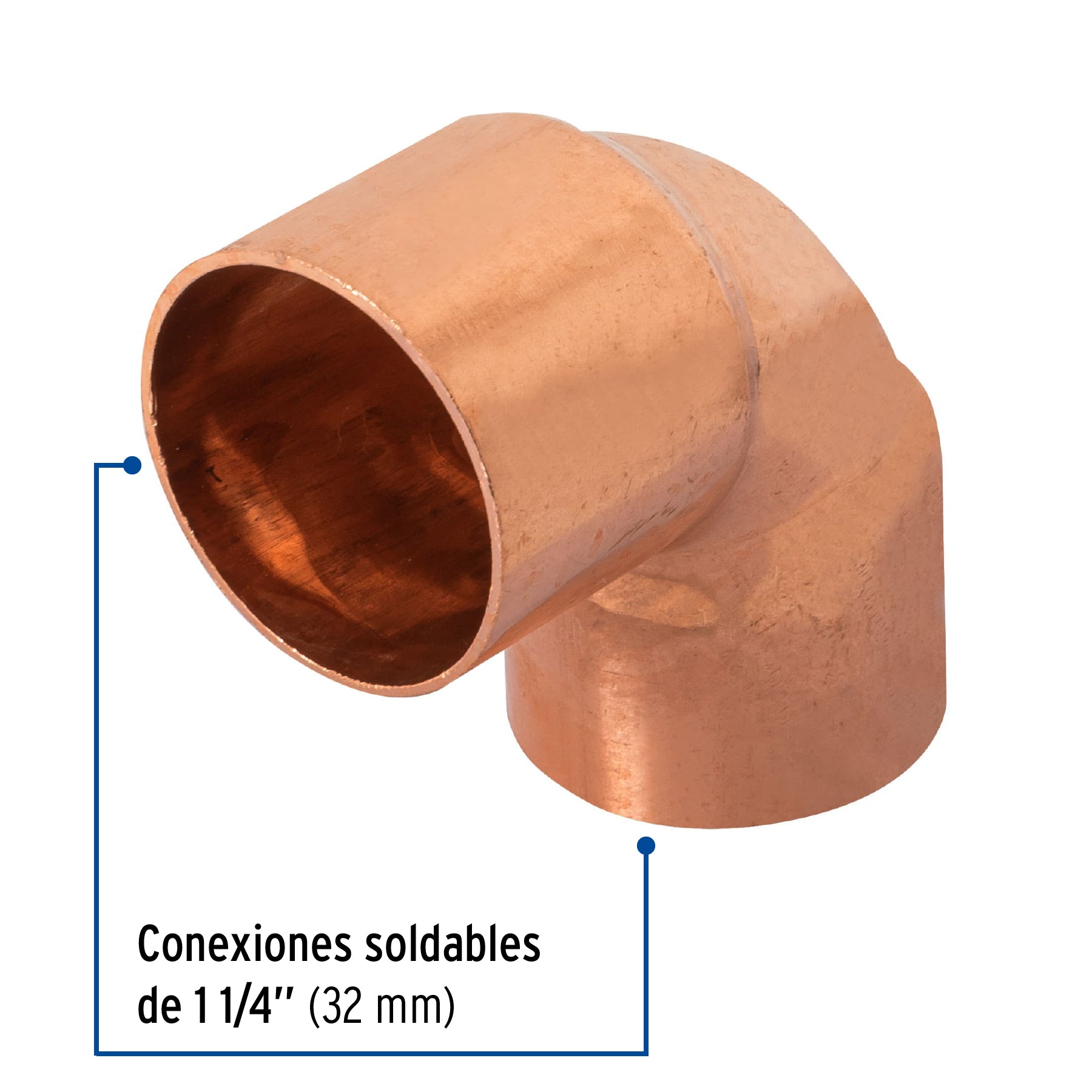 Codo 90∞ de cobre de 1-1/4", Foset