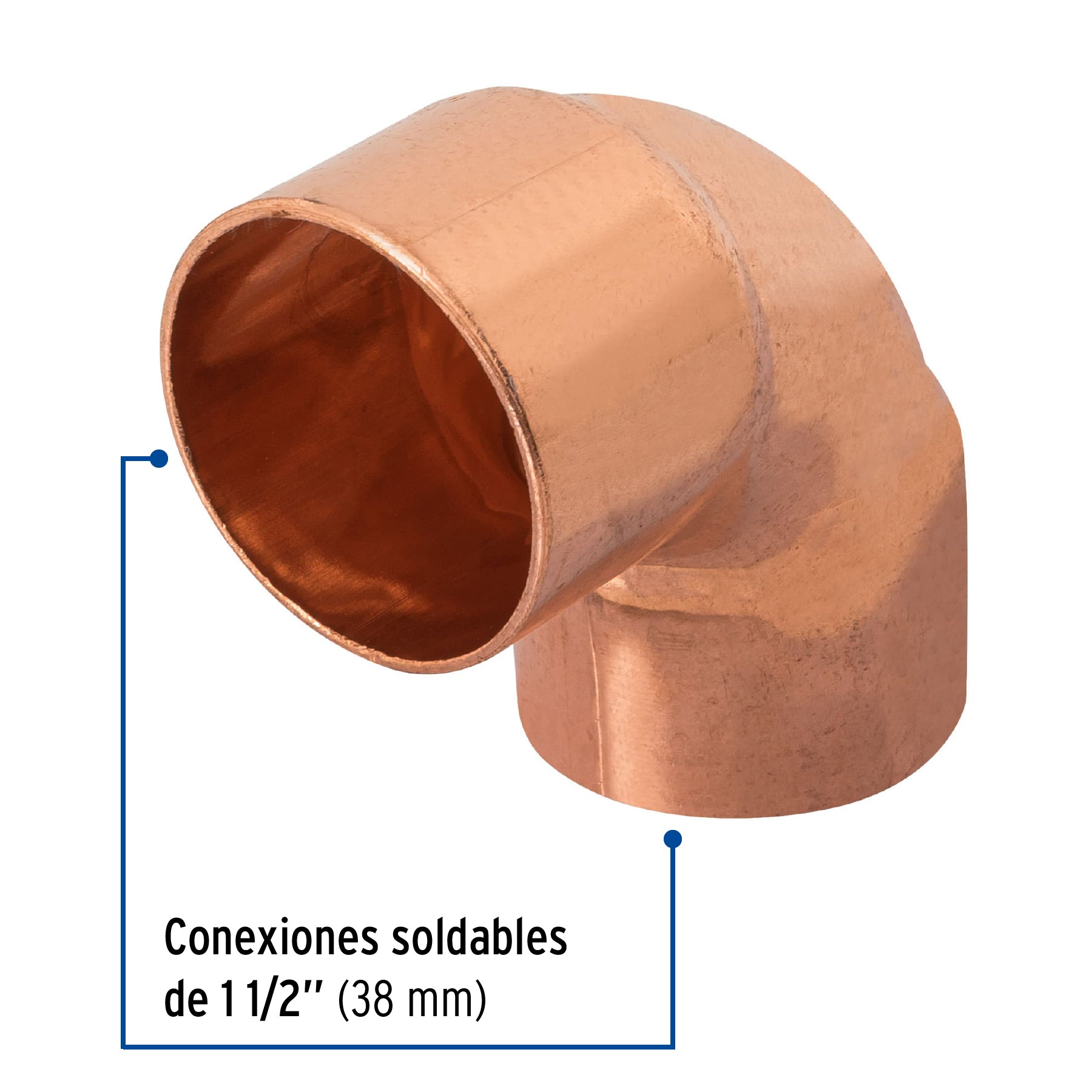 Codo 90∞ de cobre de 1-1/2", Foset