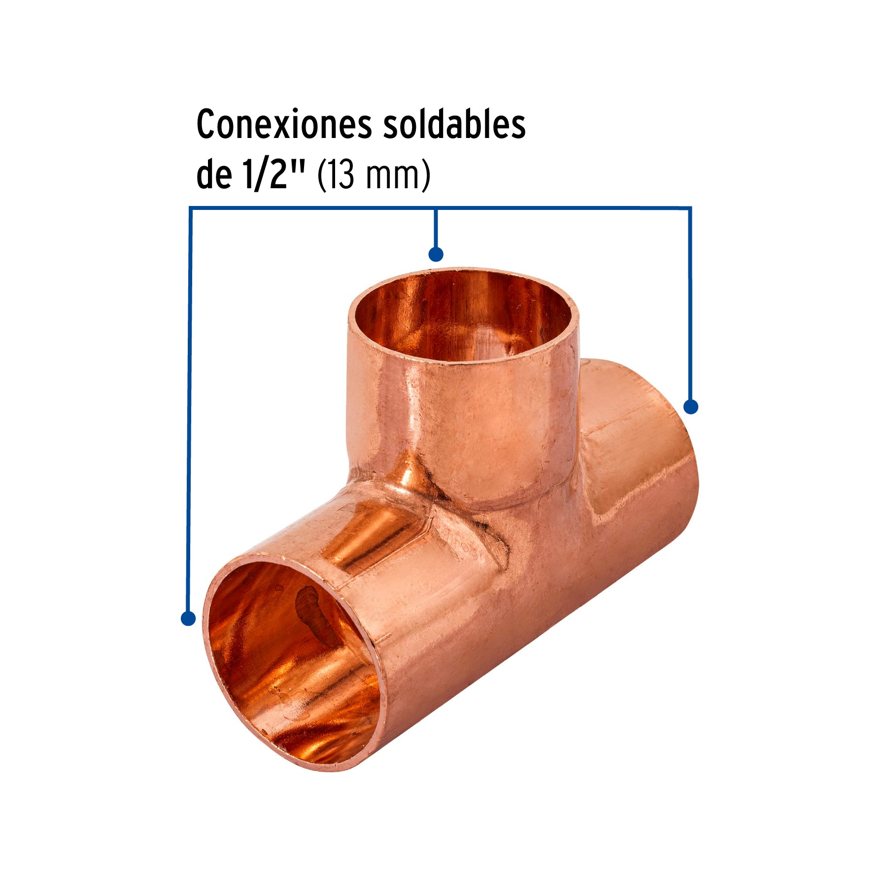 Tee de cobre sencilla de 1/2", Foset Basic