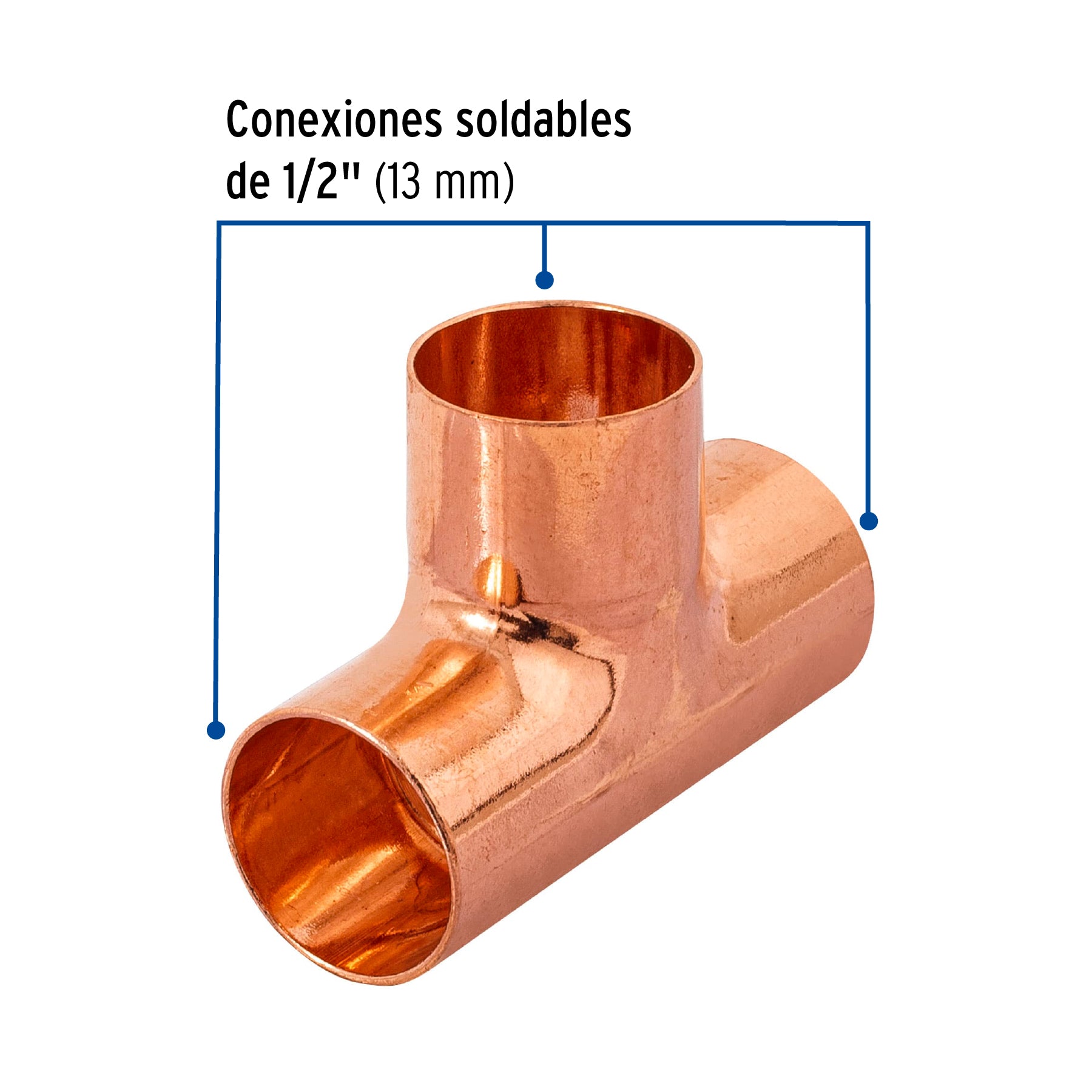 Tee sencilla de cobre 1/2", Foset