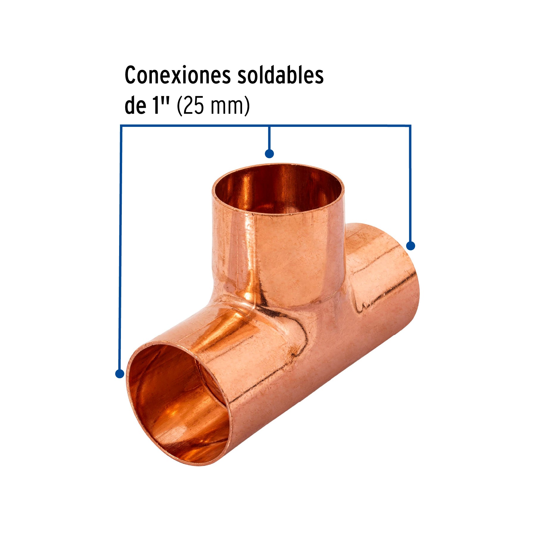 Tee de cobre sencilla de 1", Foset Basic