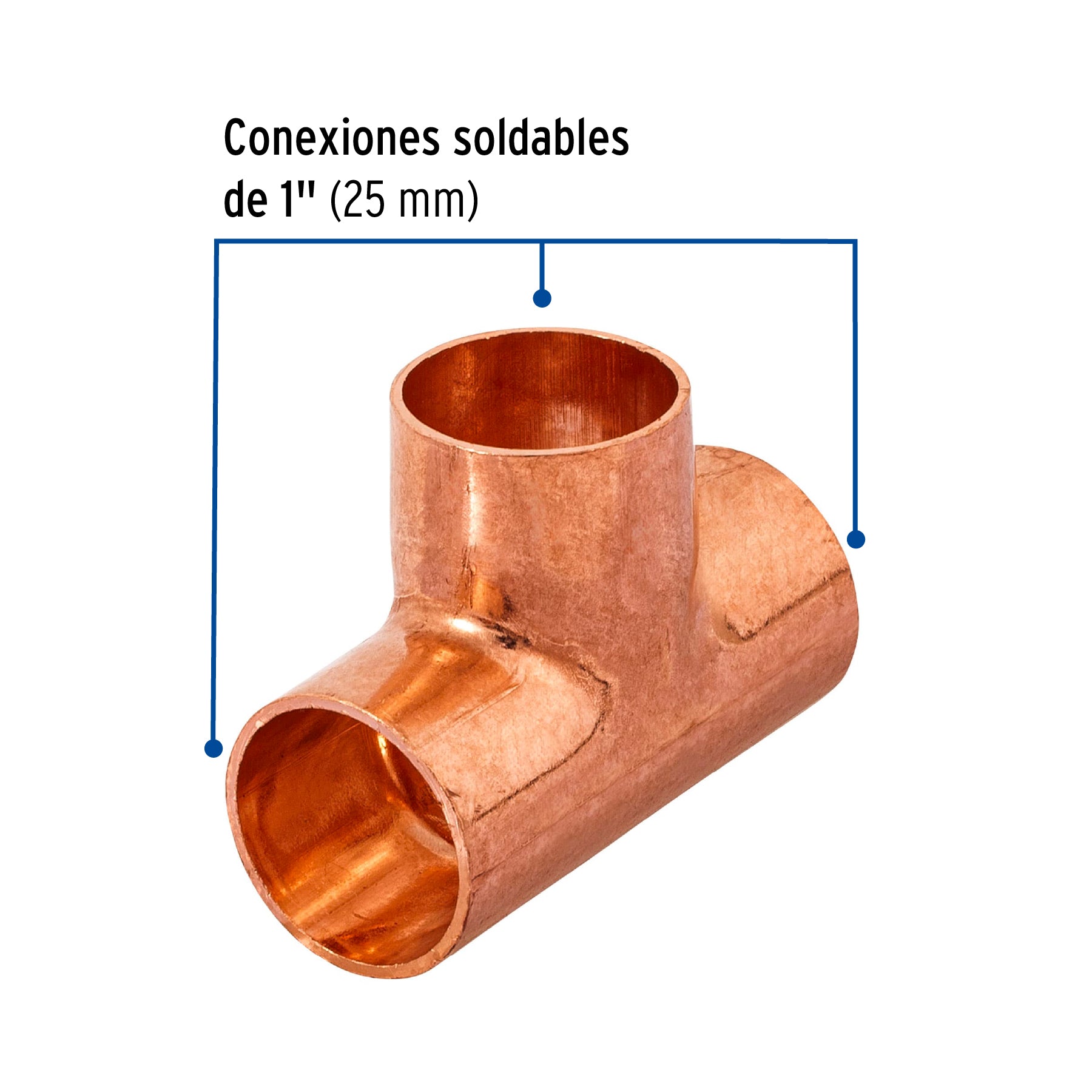 Tee sencilla de cobre 1", Foset
