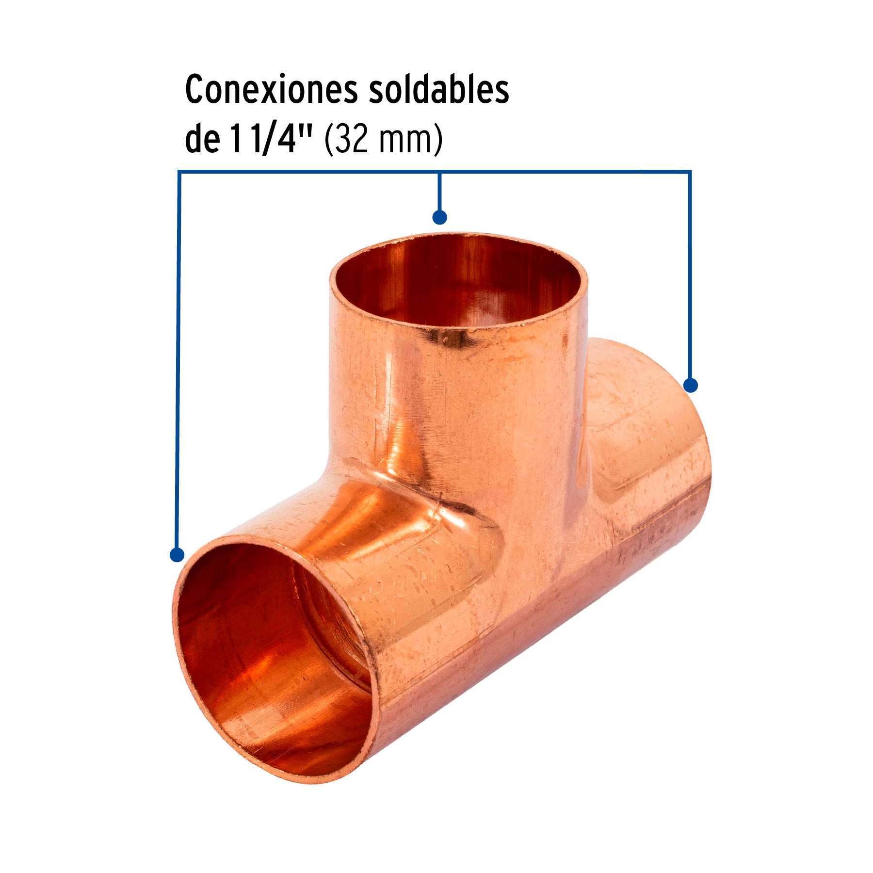 Tee sencilla de cobre 1-1/4", Foset