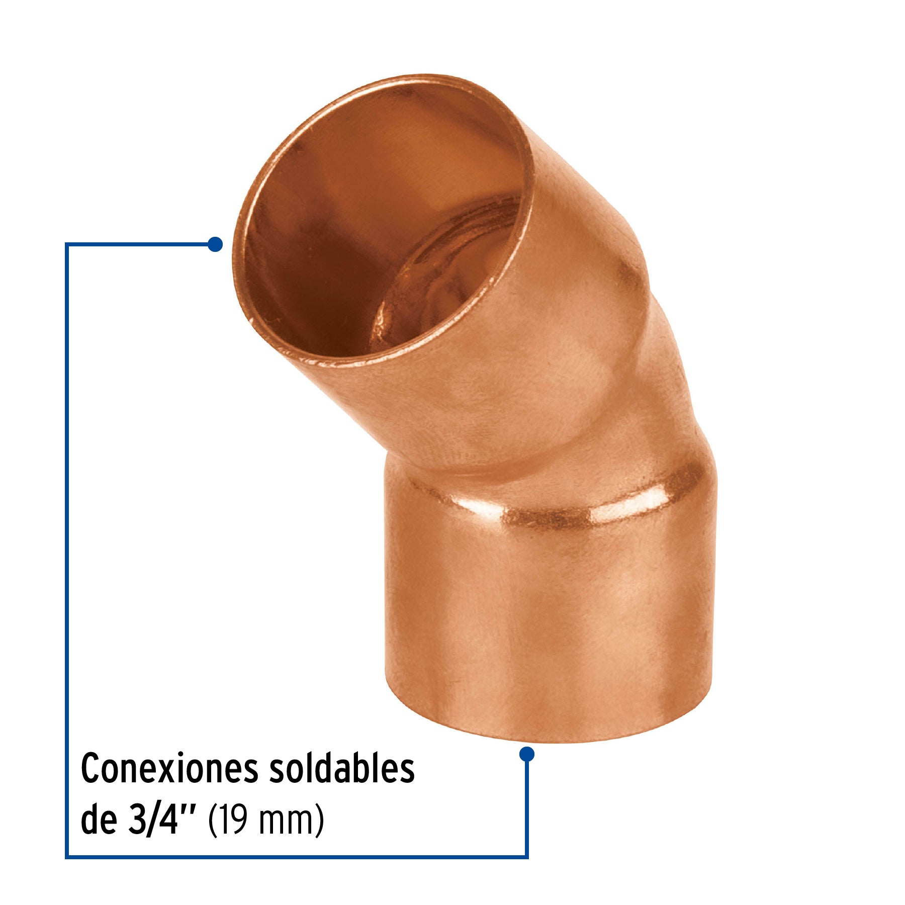 Codo de cobre 45∞ de 3/4", Foset Basic