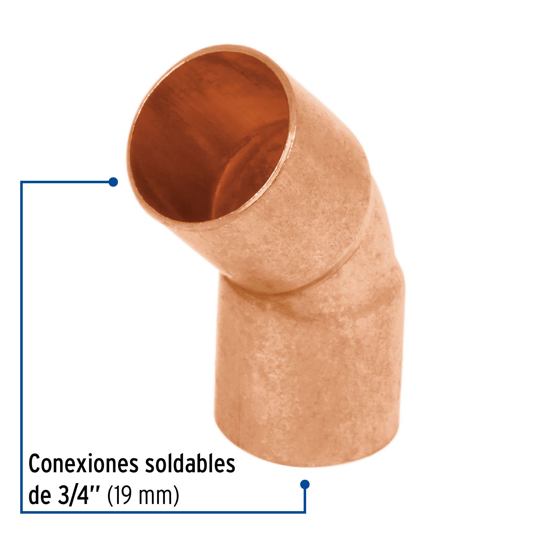 Codo 45∞ de cobre de 3/4", Foset