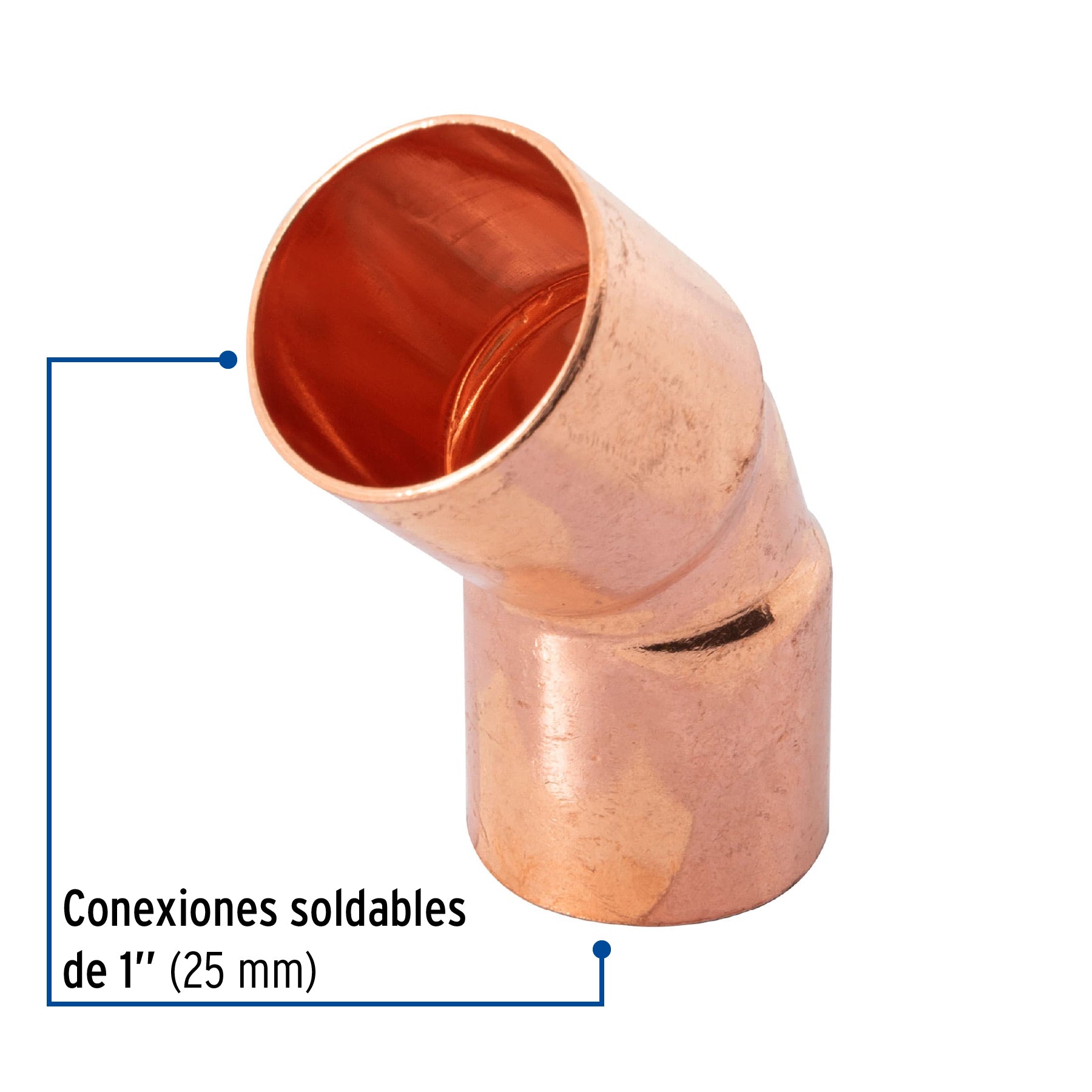 Codo 45∞ de cobre de 1", Foset