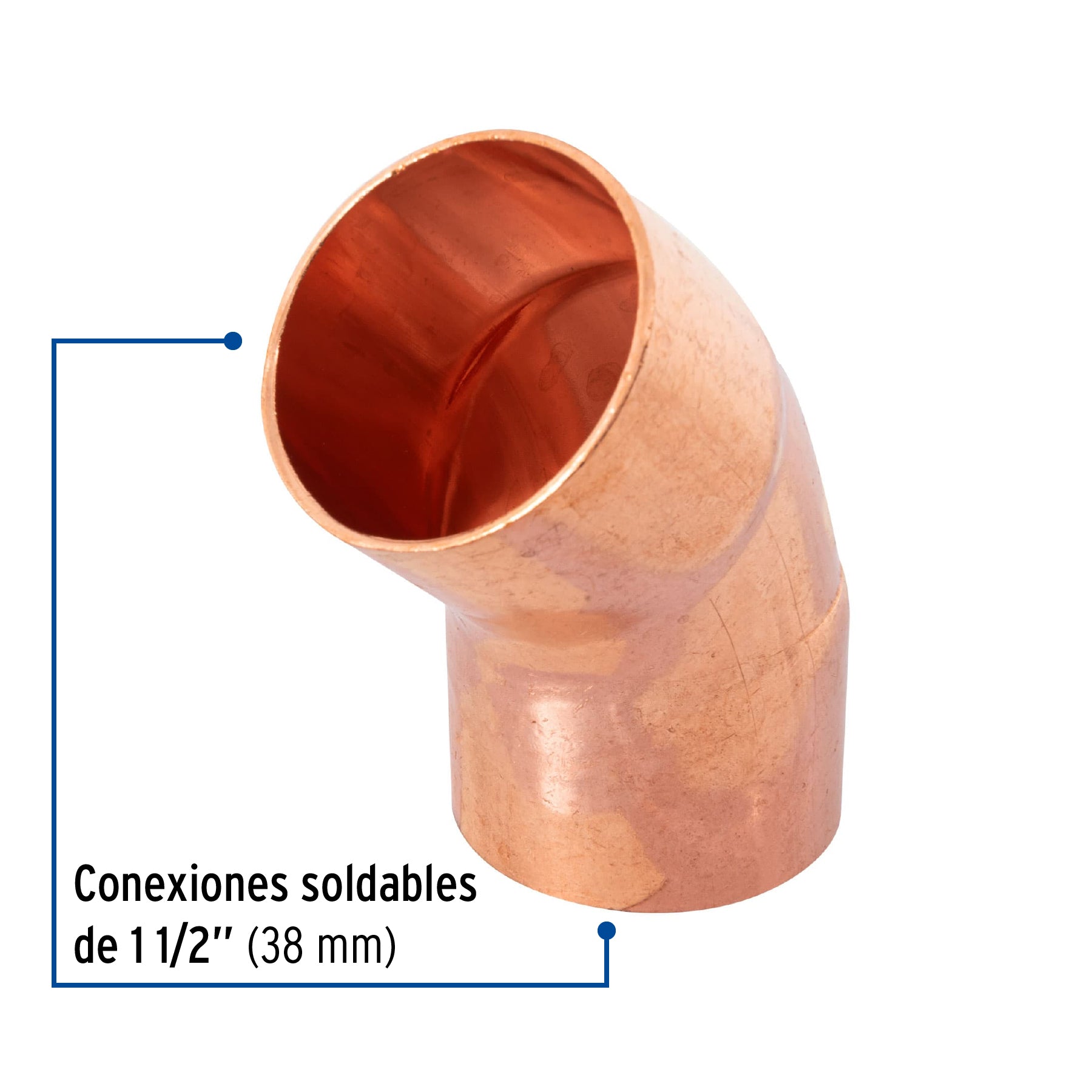 Codo 45∞ de cobre de 1-1/2", Foset