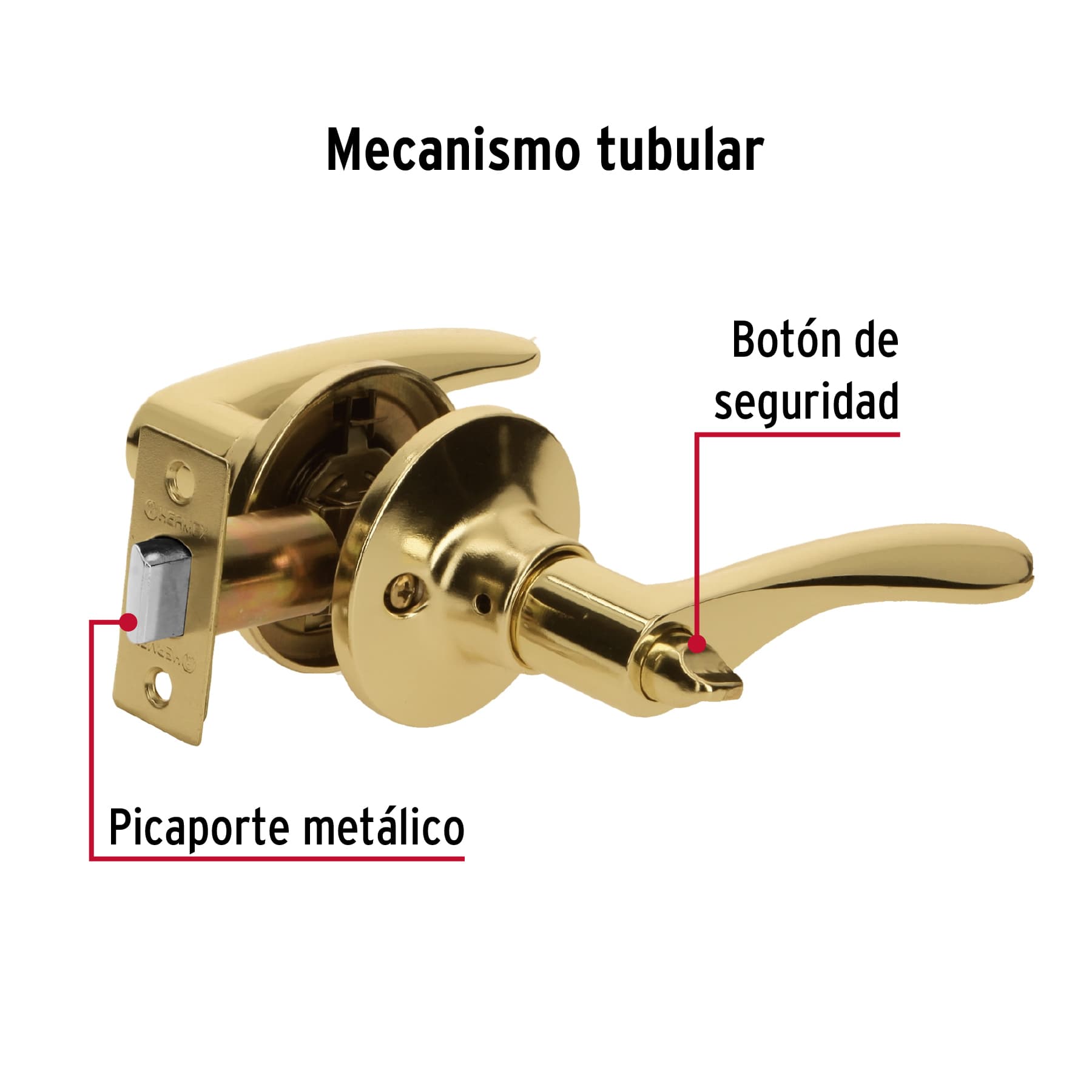 Cerradura manija "Milán" baño latón brillante, cil metal