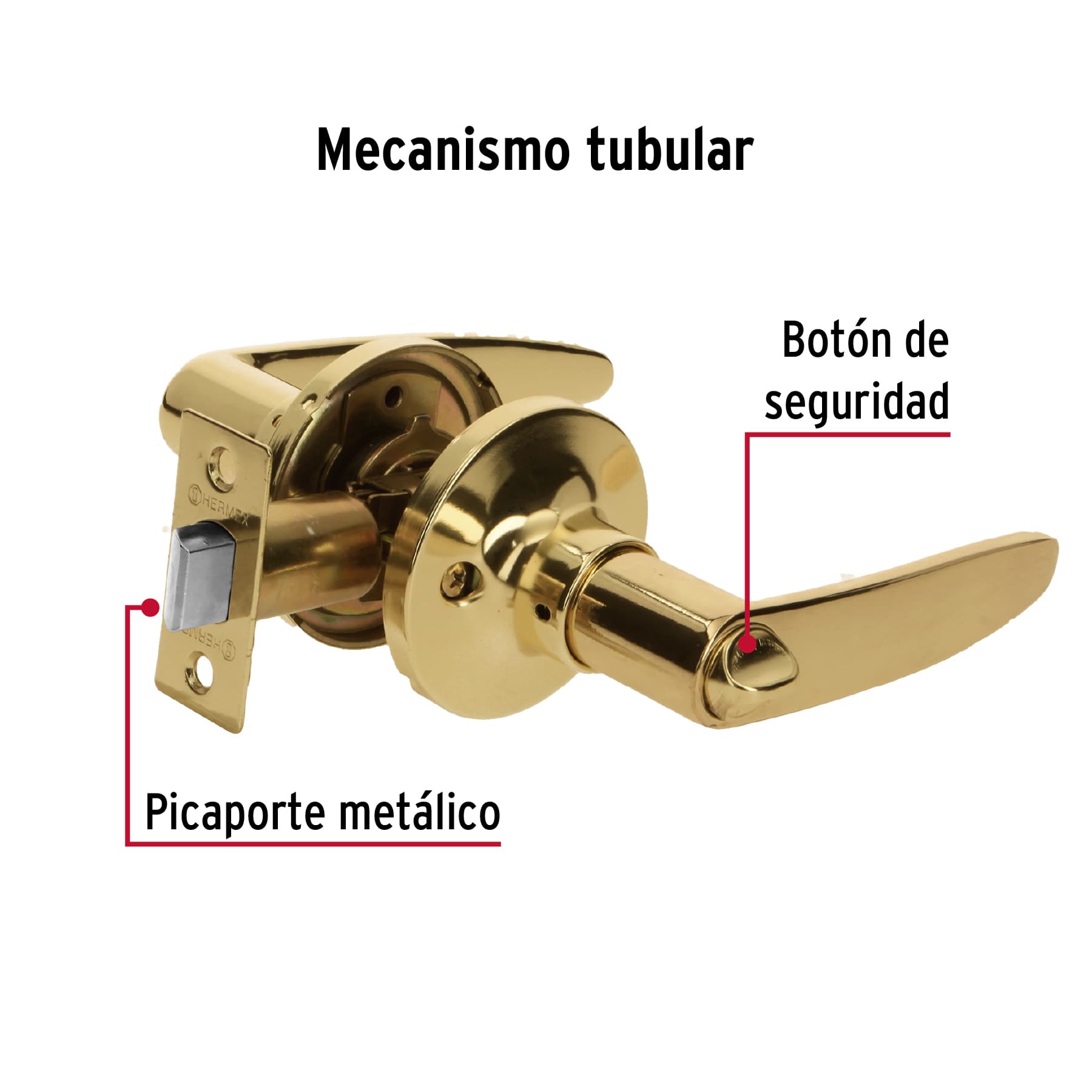 Cerradura manija "Turín" para baño láton brillante, cil latón