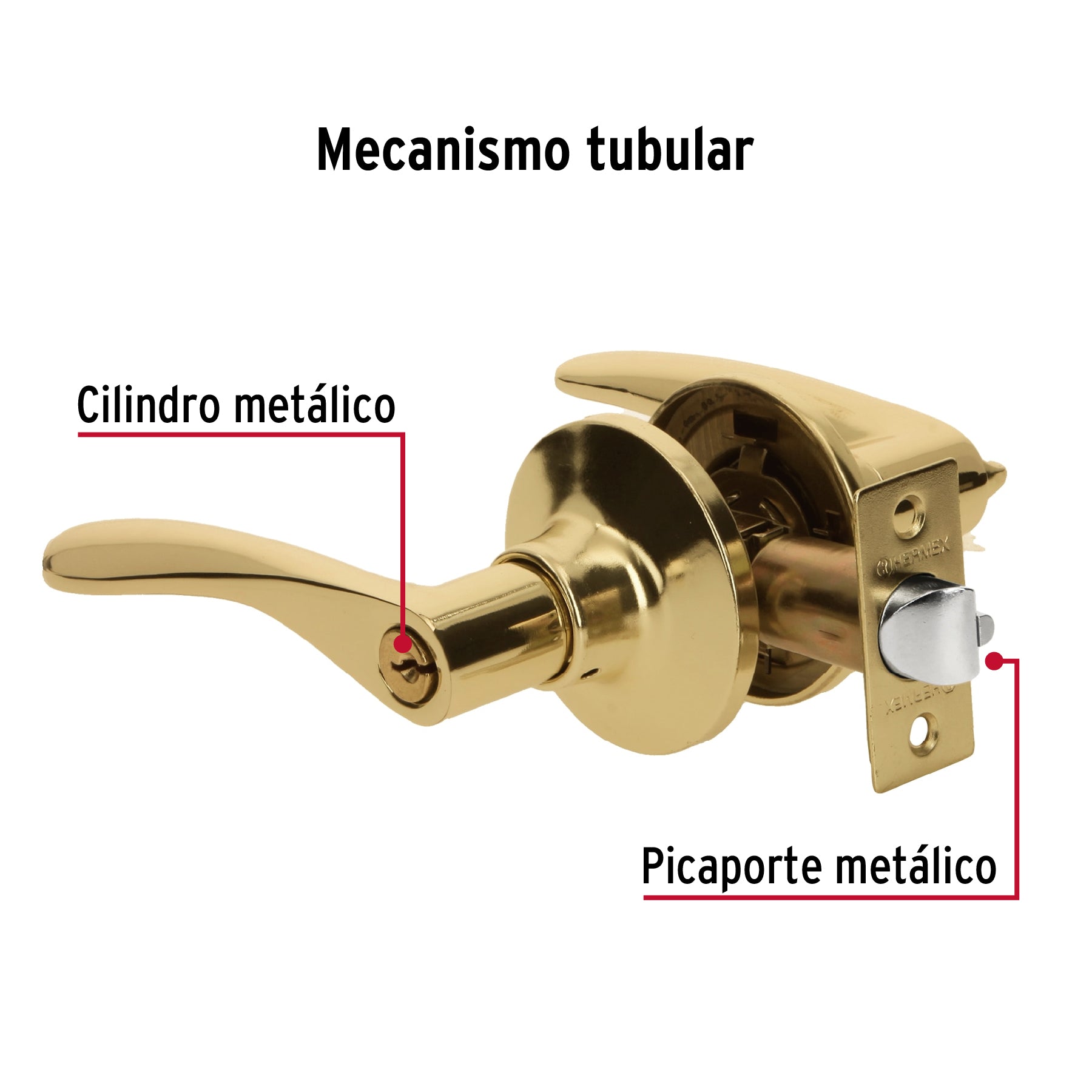 Cerradura manija "Milán" recámara latón brillante, cil metal