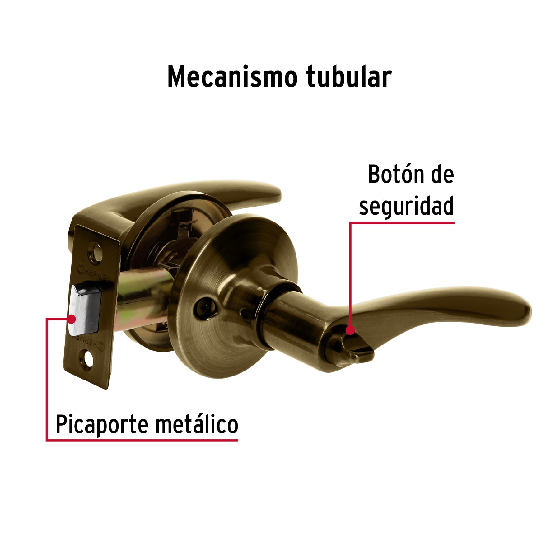 Cerradura manija "Milán" baño latón antiguo, cil metal