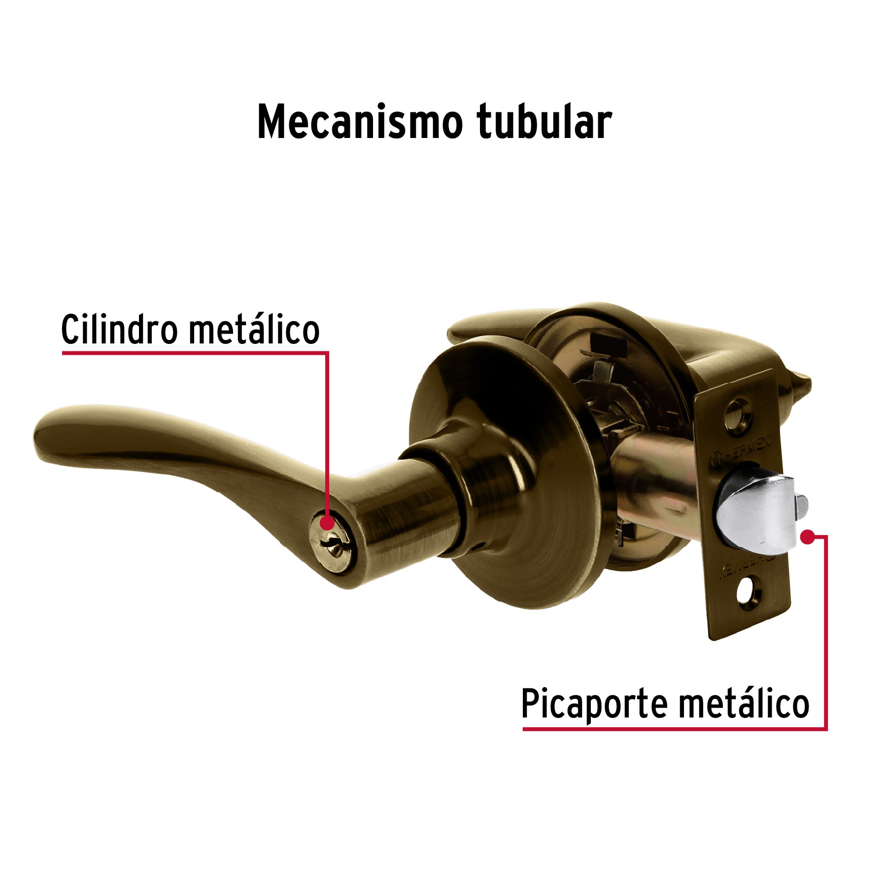Cerradura manija "Milán" recámara latón antiguo, cil metal