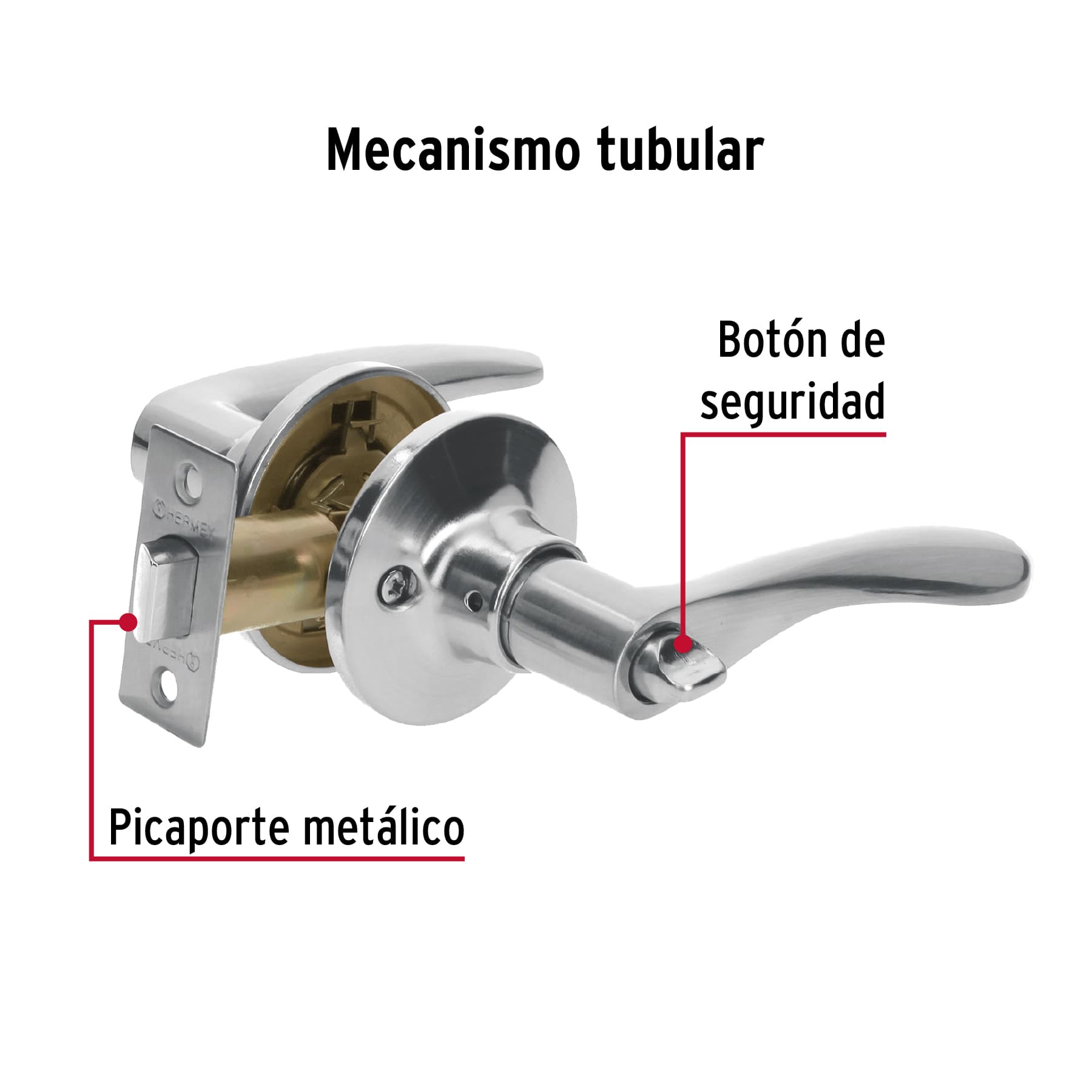 Cerradura manija "Milán" baño cromo mate, cilindro metal