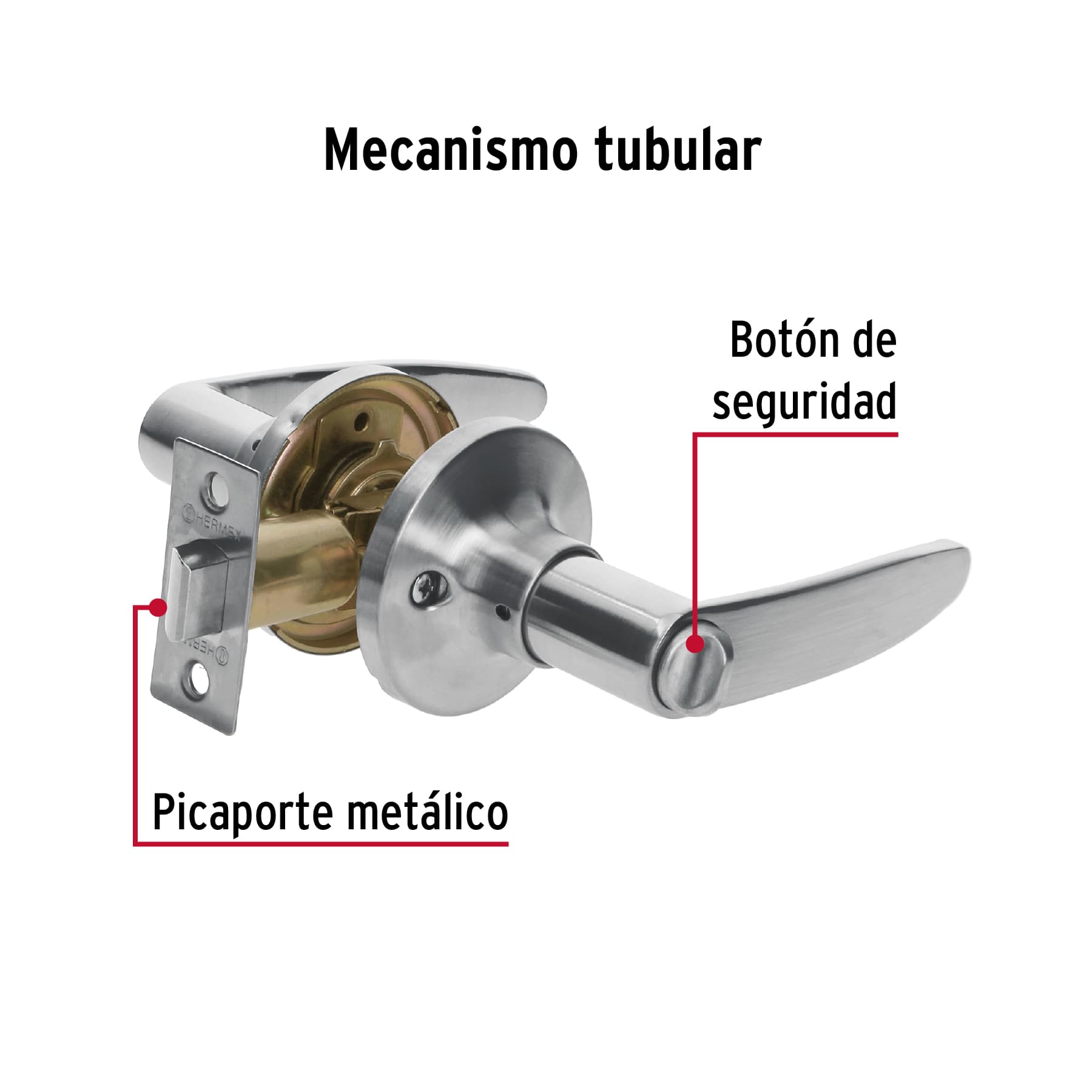 Cerradura manija "Turín" para baño cromo mate, cil latón