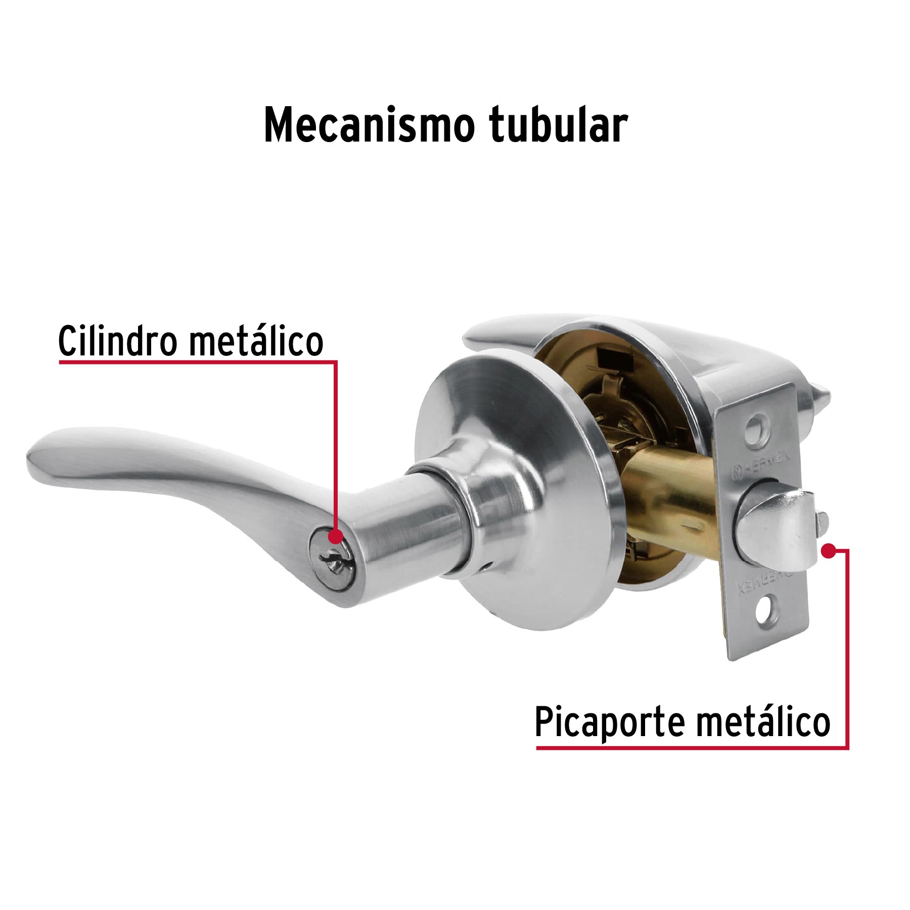 Cerradura manija "Milán" recámara cromo mate, cil metal
