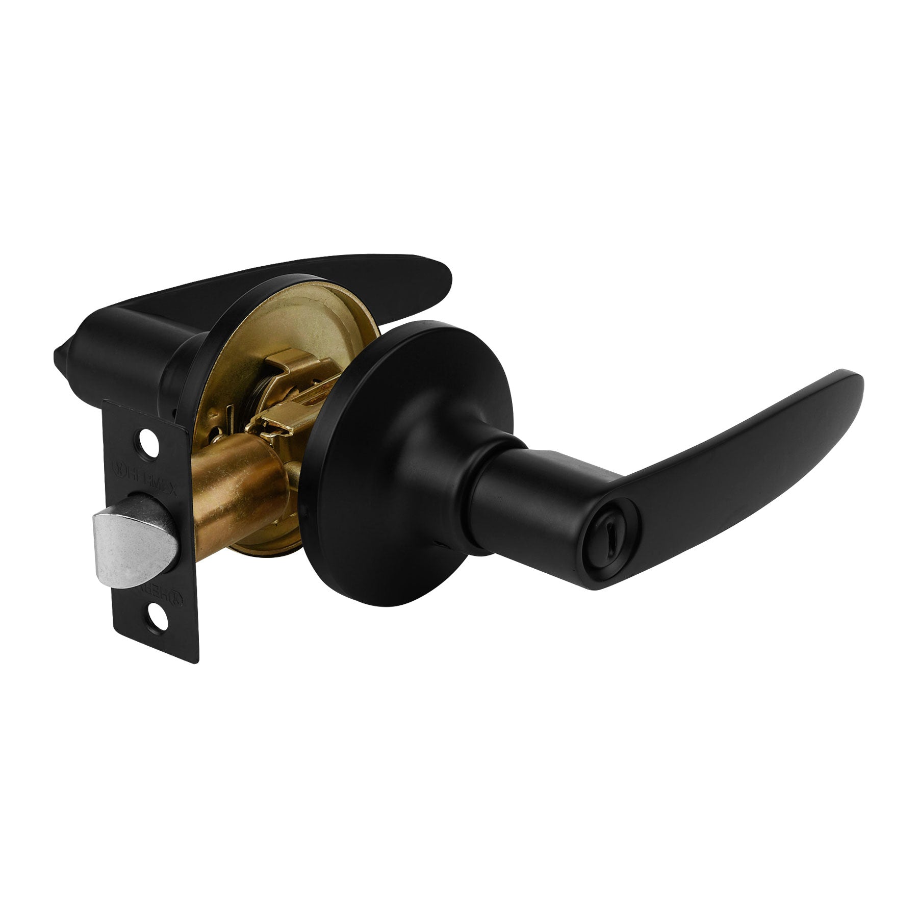 Cerradura de manija "Turín" para baño, negro, cilindro latón