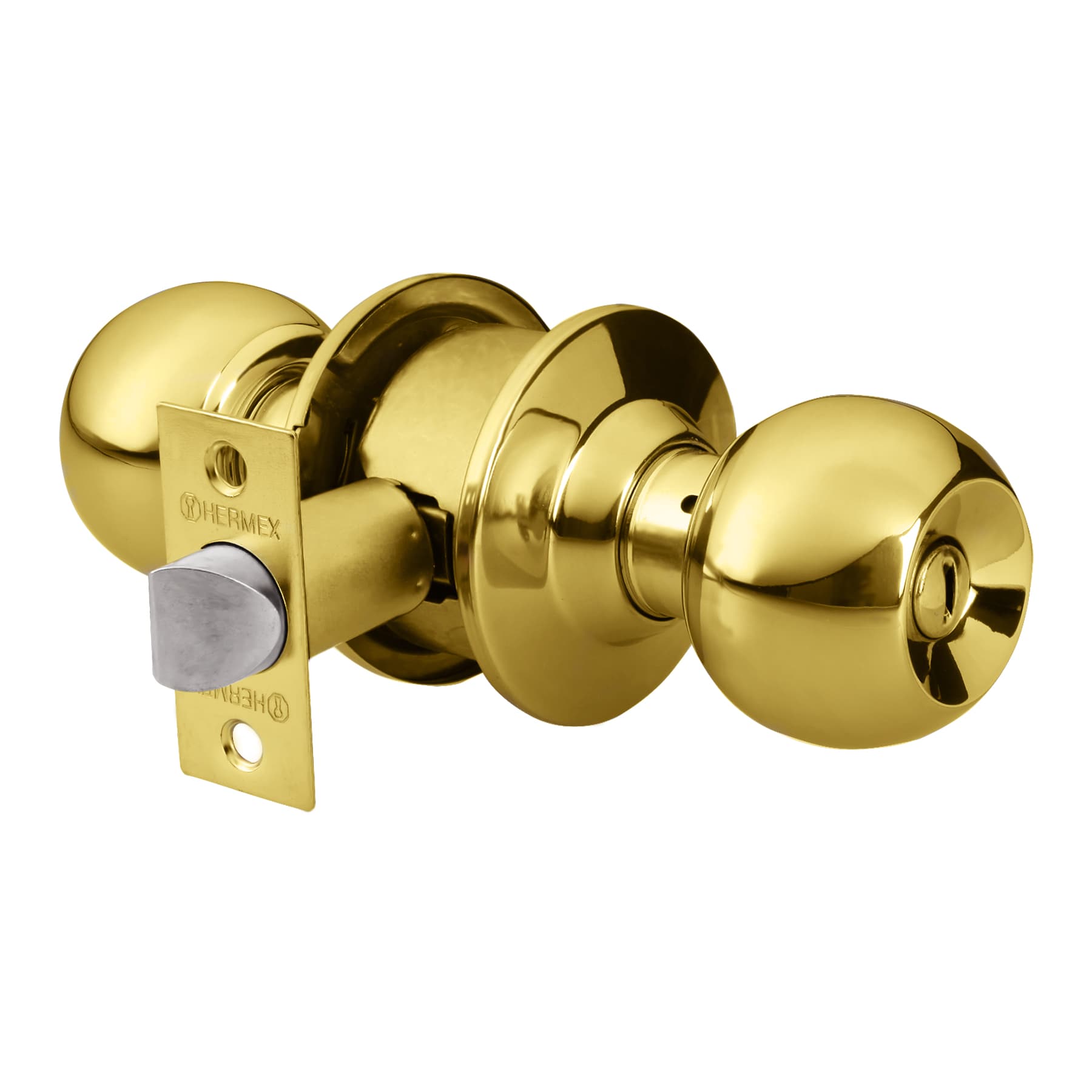 Cerradura tipo esfera para baño, latón brillante, Hermex