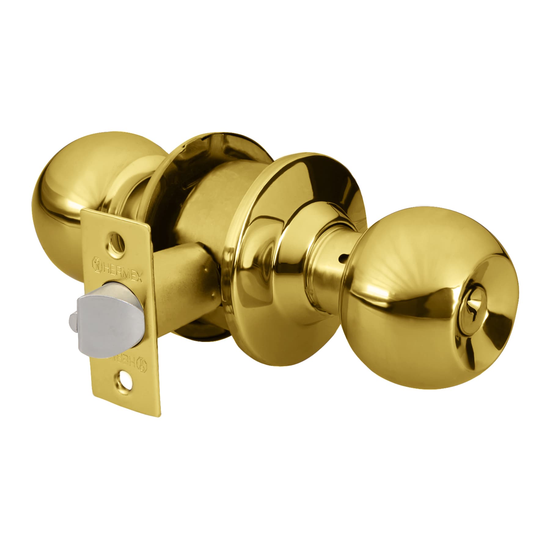 Cerradura tipo esfera para entrada, latón brillante, Hermex