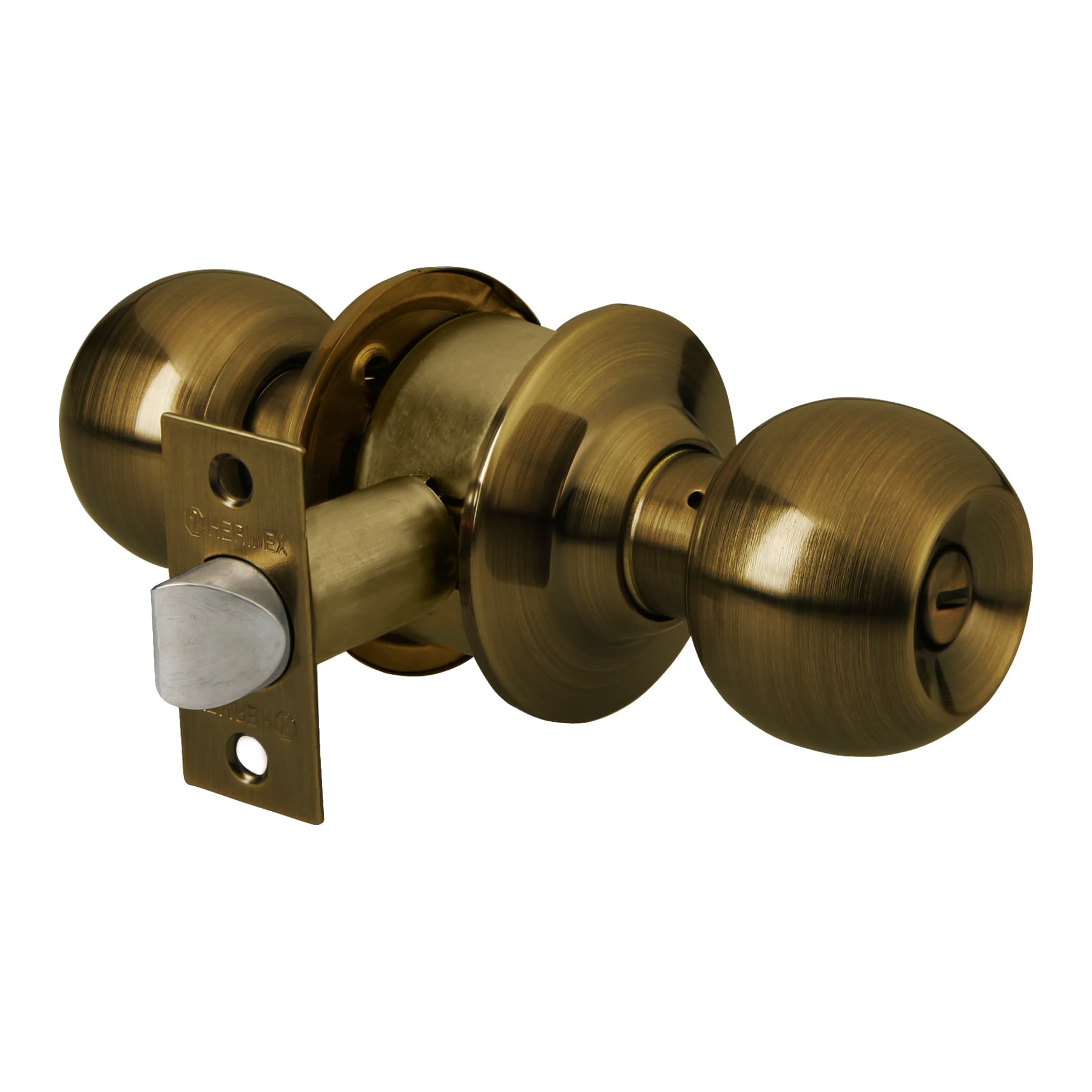 Cerradura tipo esfera para baño, latón antiguo, Hermex