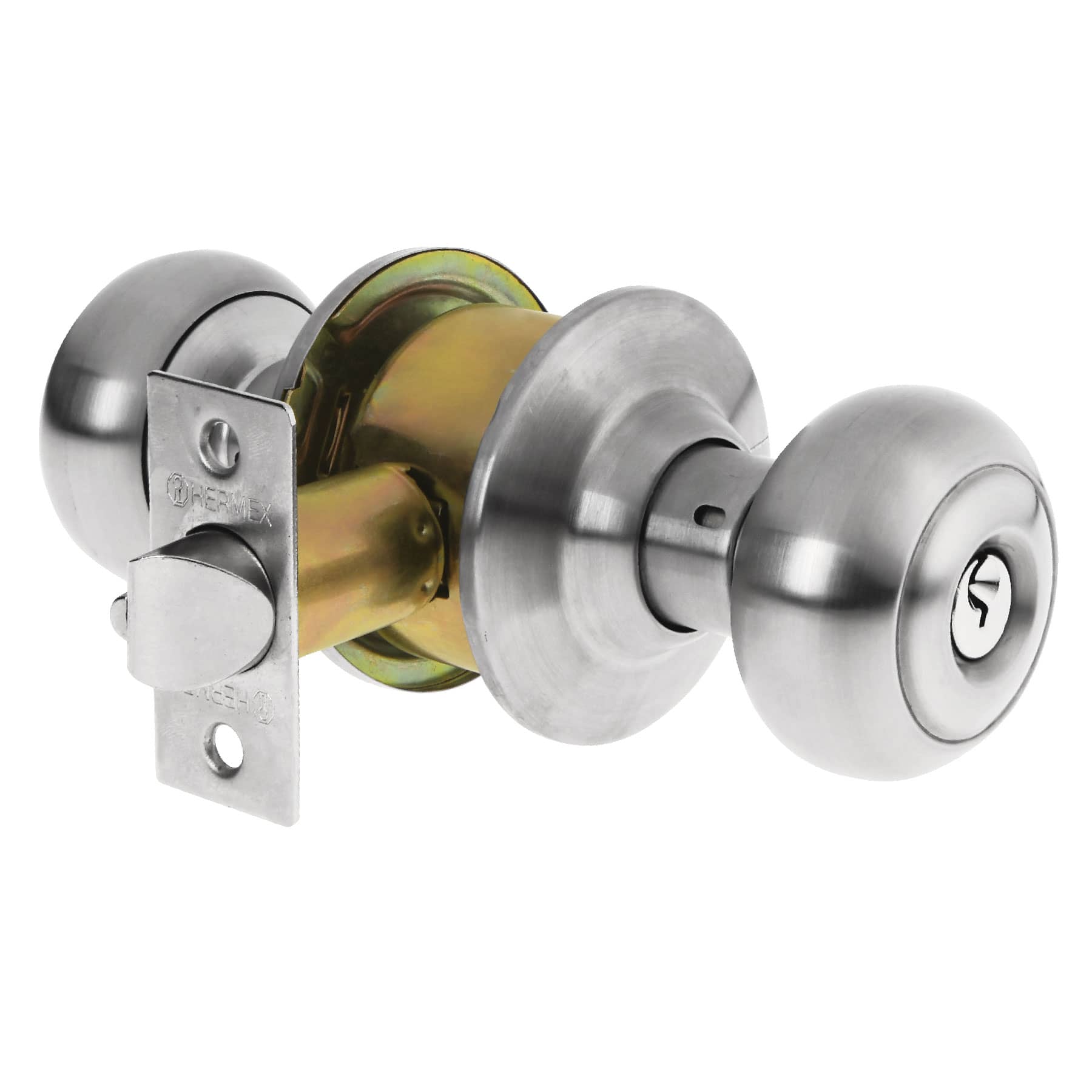 Cerradura tipo oval para entrada, cromo mate, Hermex