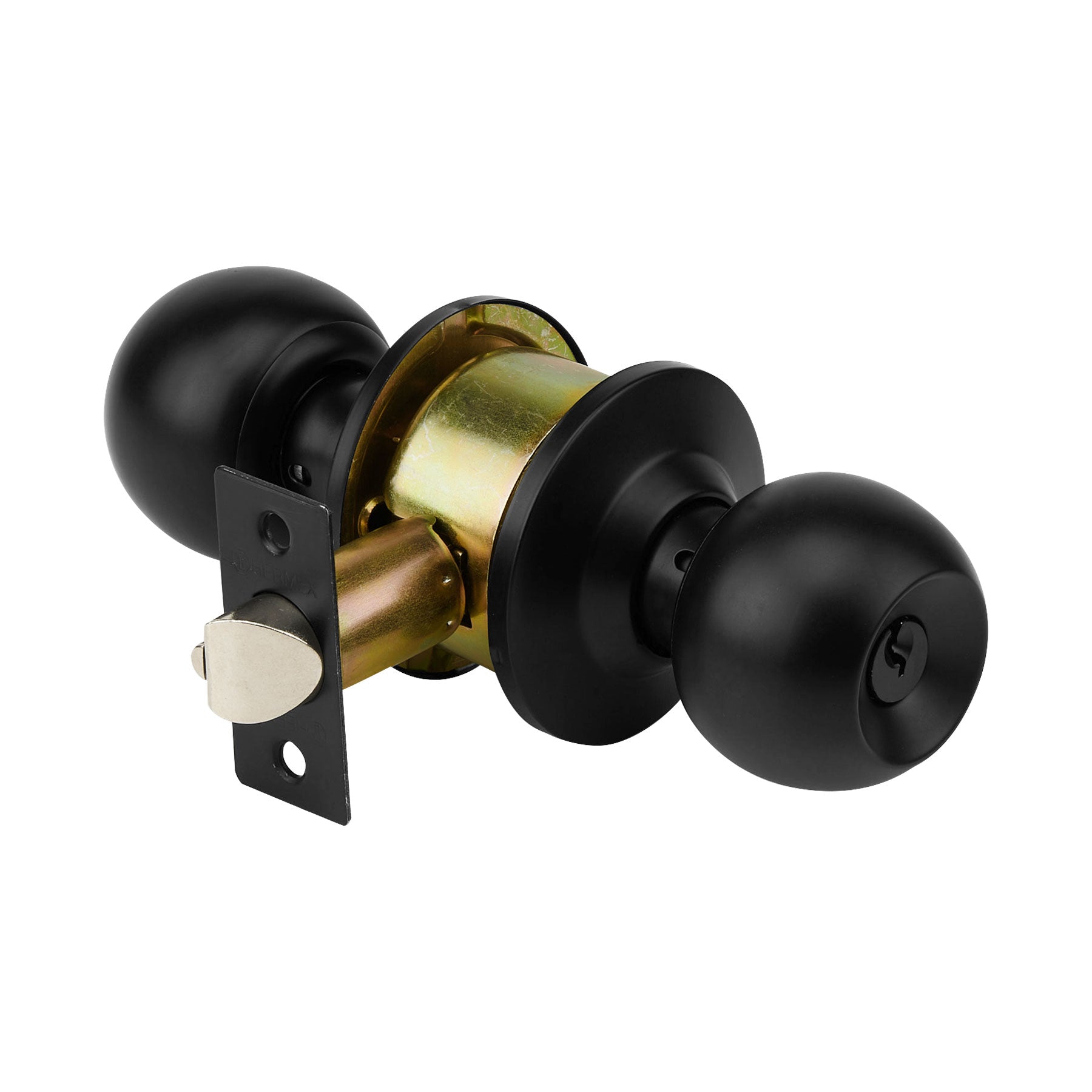 Cerradura pomo, negro, esfera, recámara, Hermex
