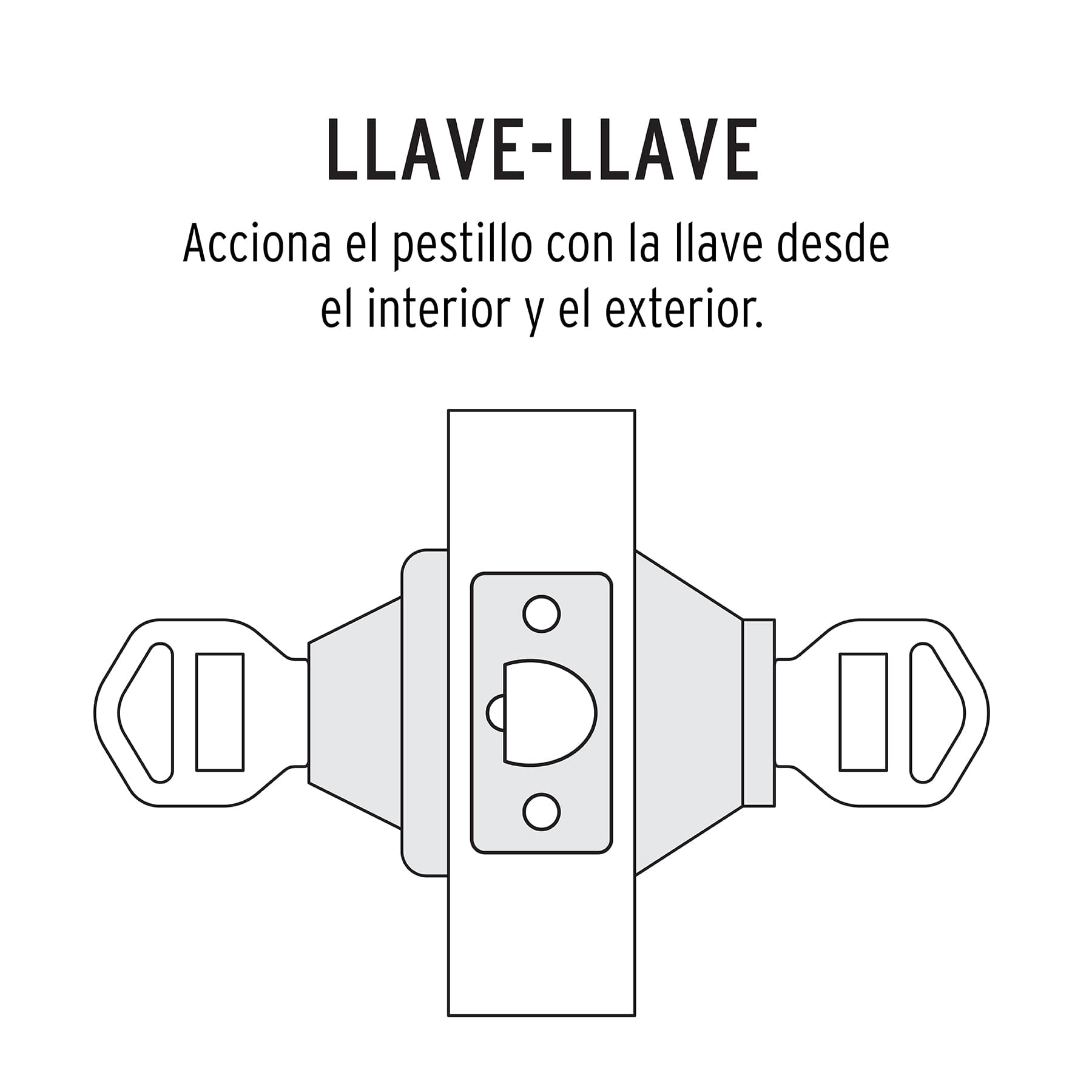 Cerrojo llave-llave cromo mate, llave tradicional, Hermex