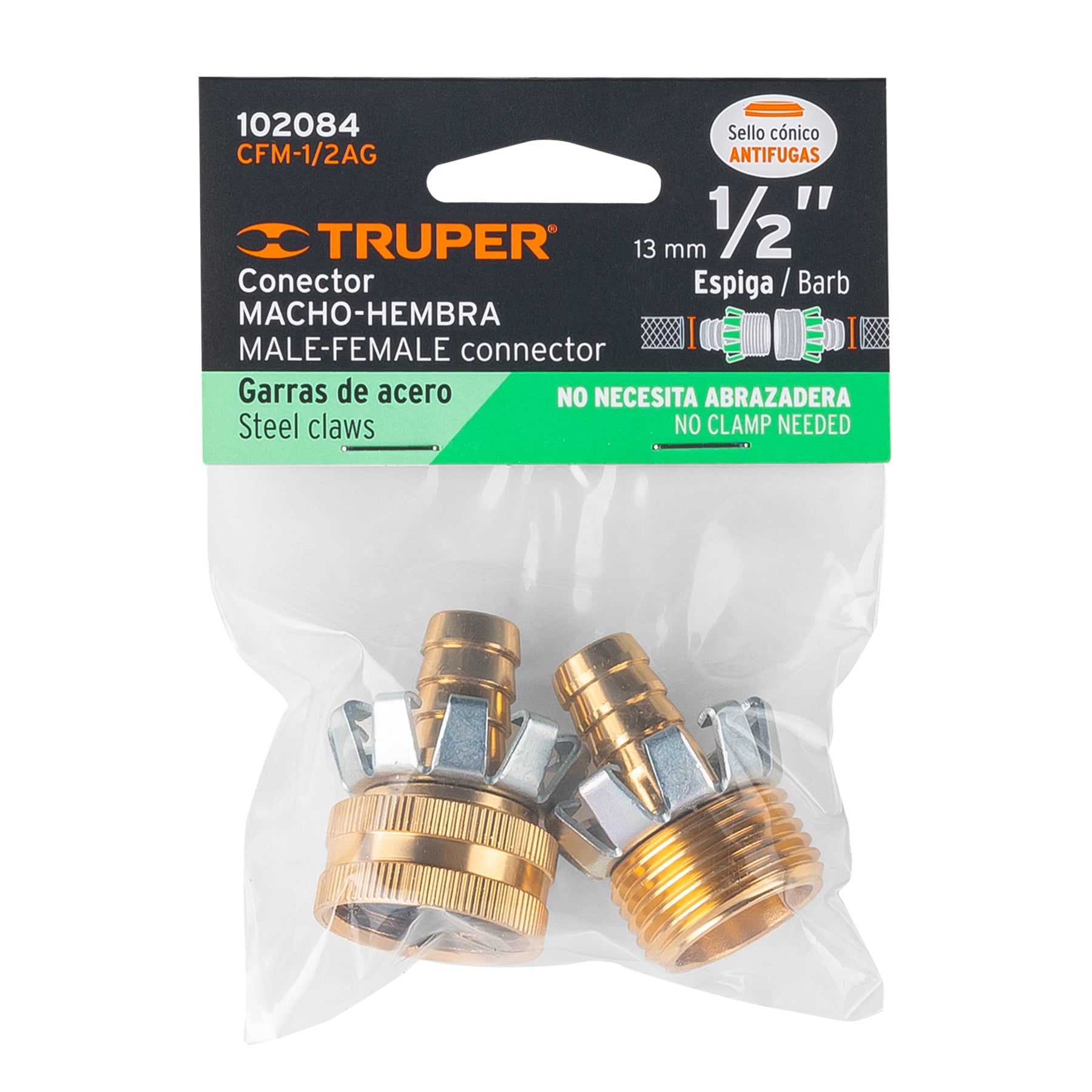 Juego de conectores 1/2" macho/hembra tipo garra de aluminio