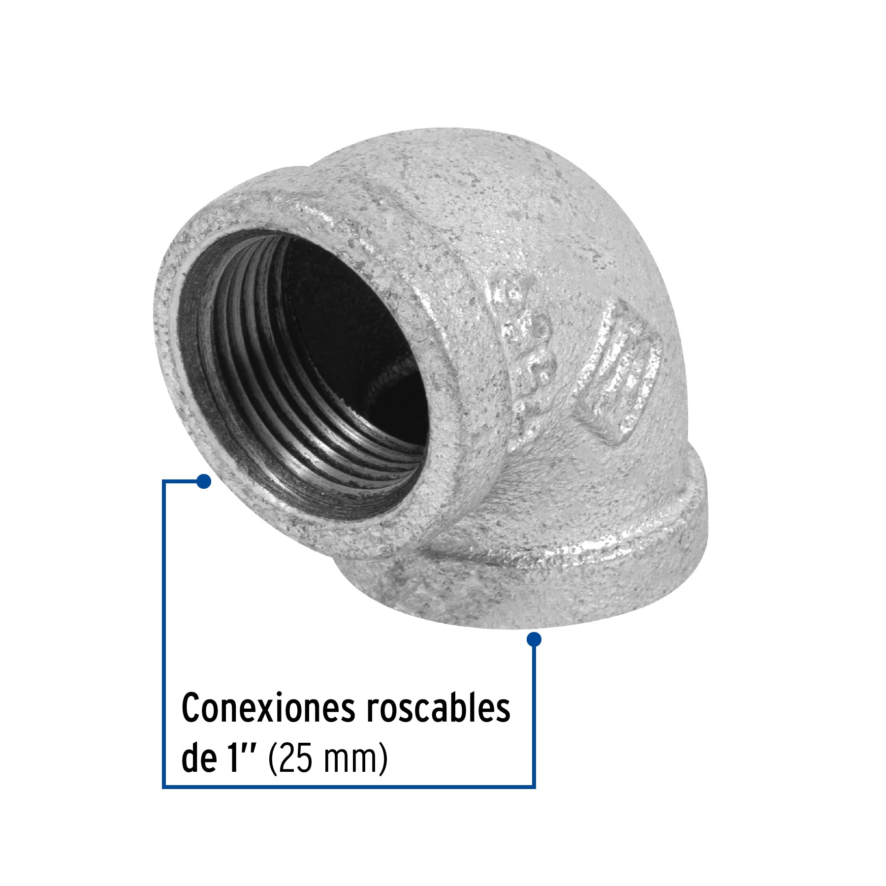 Codo 90∞ acero galvanizado de 1", Foset