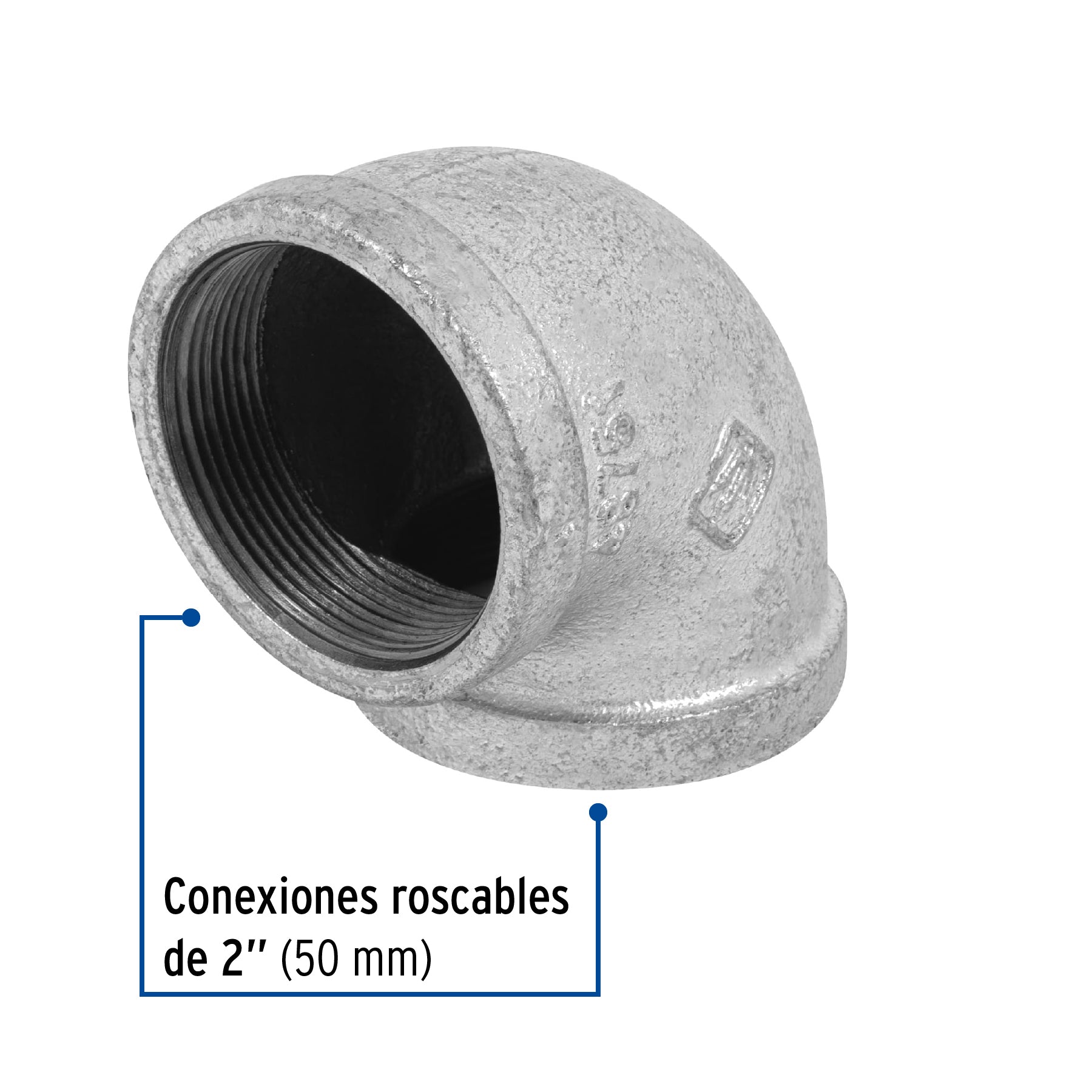 Codo 90∞ acero galvanizado de 2", Foset