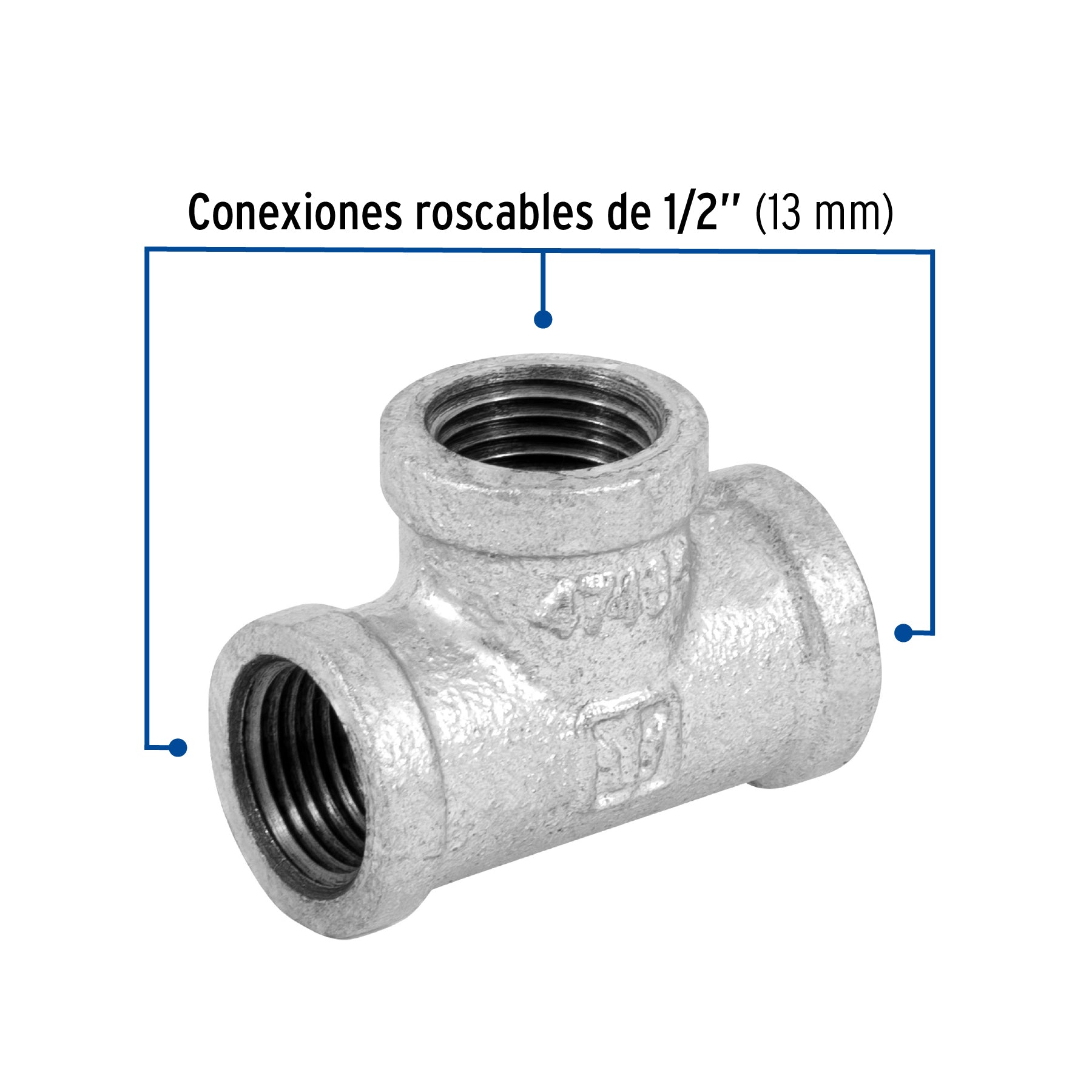 Tee sencilla 1/2" acero galvanizado, Foset