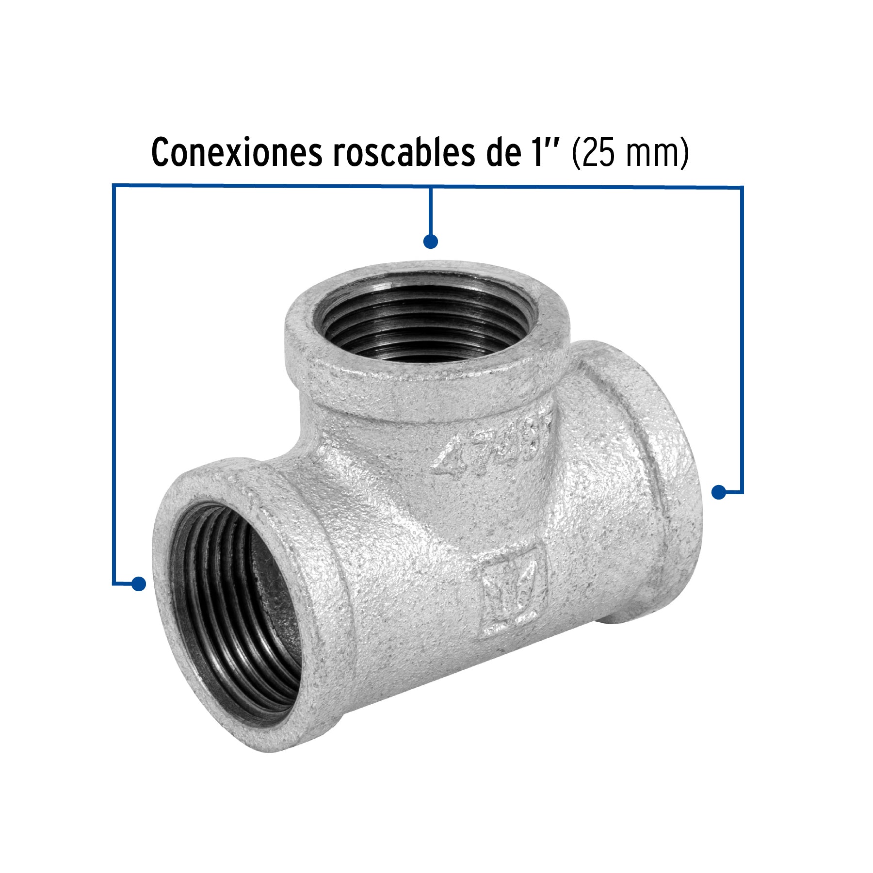 Tee sencilla 1" acero galvanizado, Foset