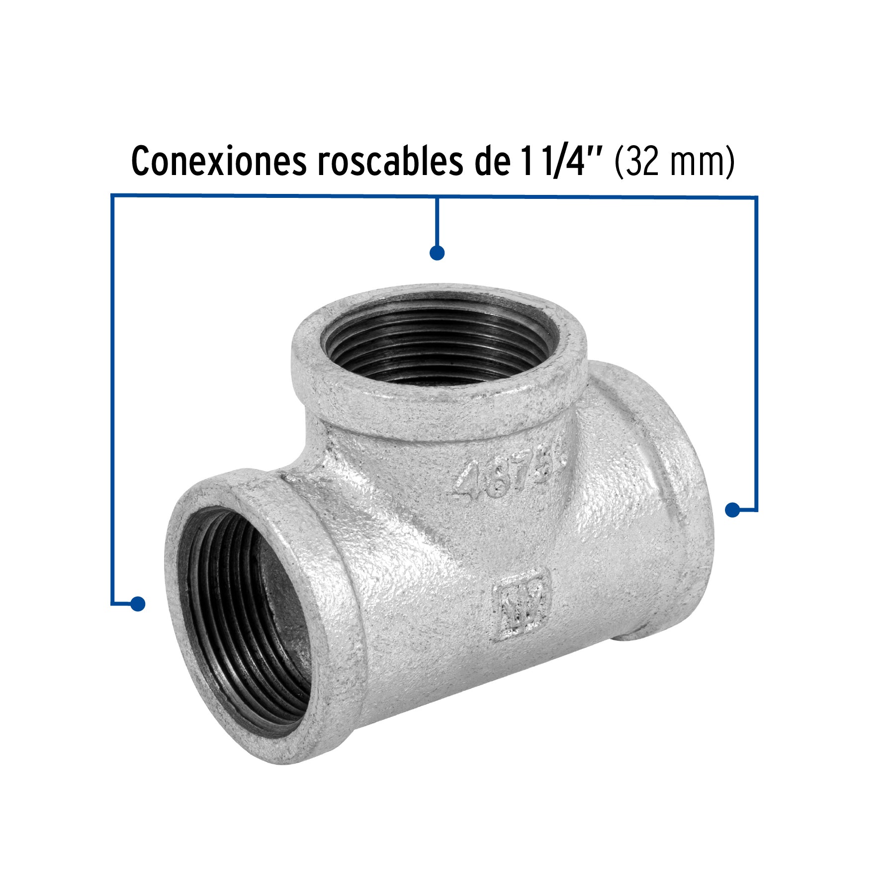 Tee sencilla 1-1/4" acero galvanizado, Foset