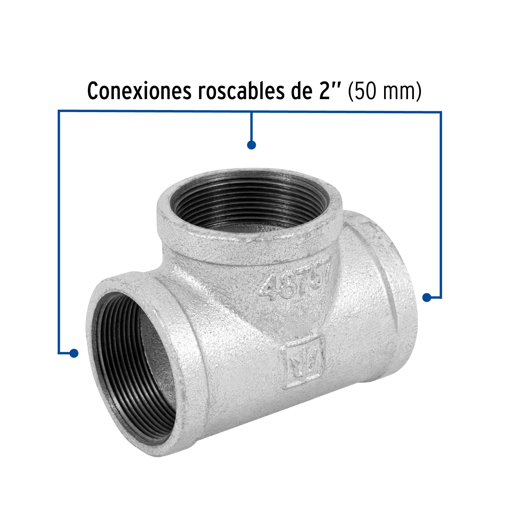Tee sencilla 2" acero galvanizado, Foset